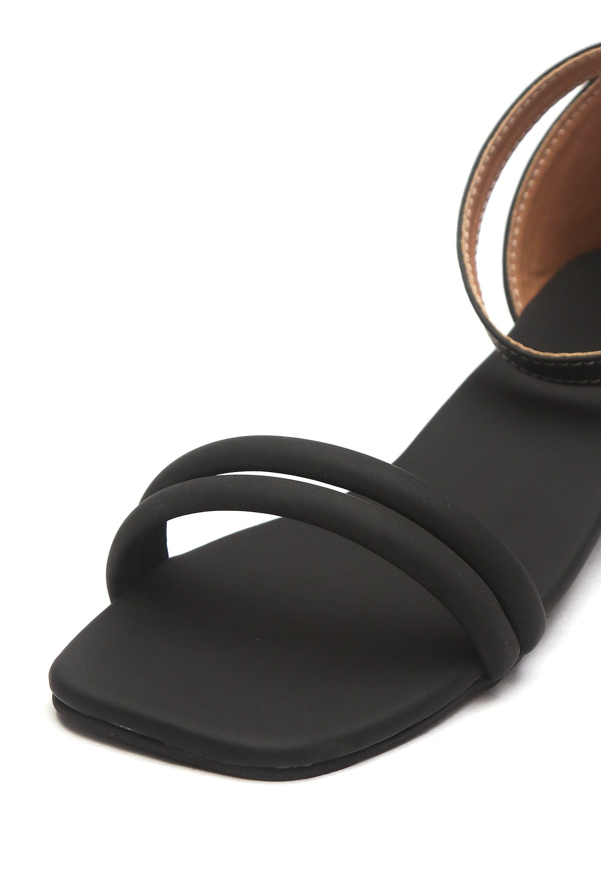 Black Double-Strap Ankle-Buckle Heeled Sandals サイズ EU40