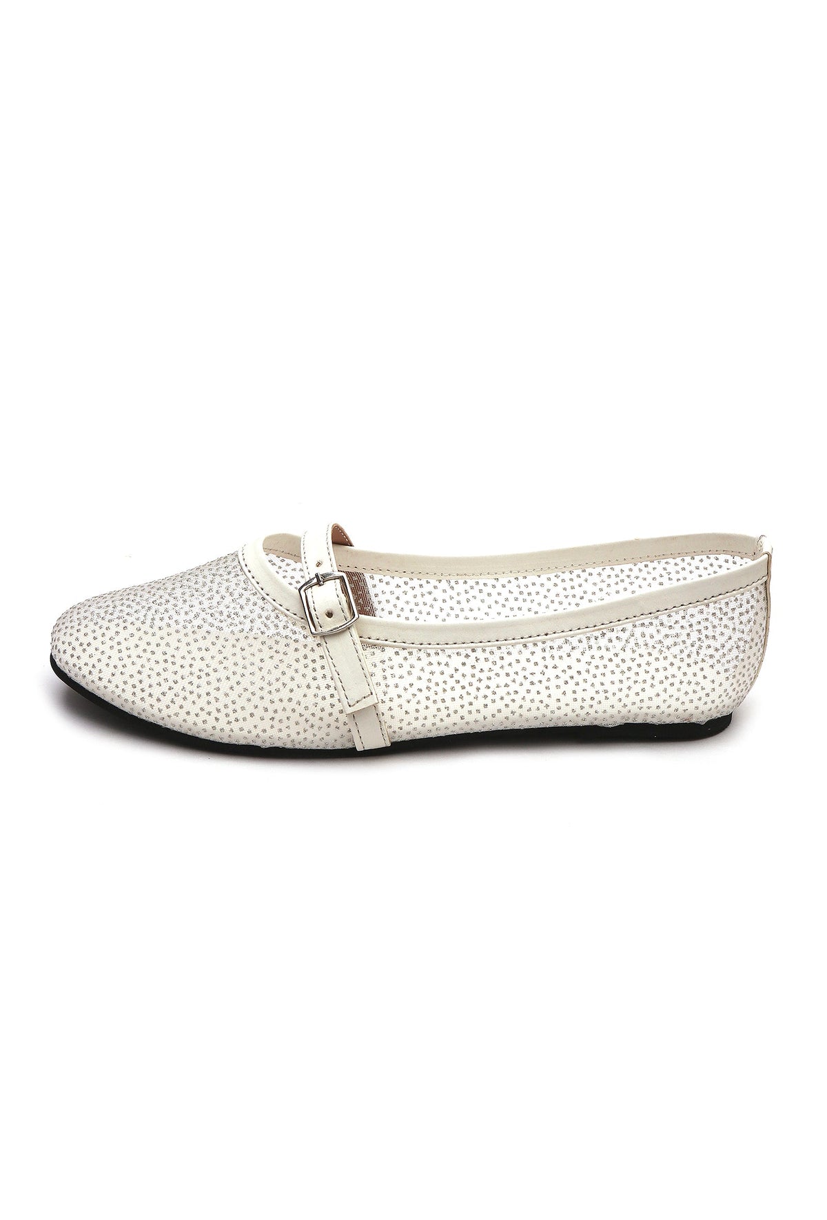 White Shimmer Mary Jane Ballet Flats サイズ EU36
