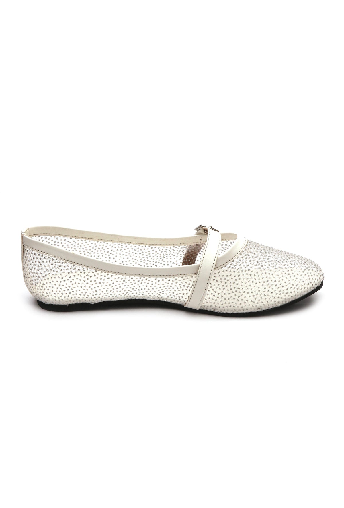 White Shimmer Mary Jane Ballet Flats サイズ EU38