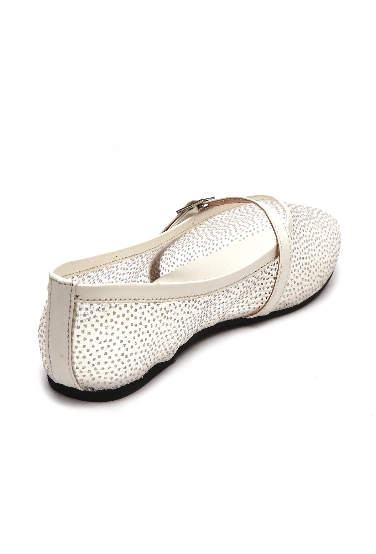 White Shimmer Mary Jane Ballet Flats サイズ EU36