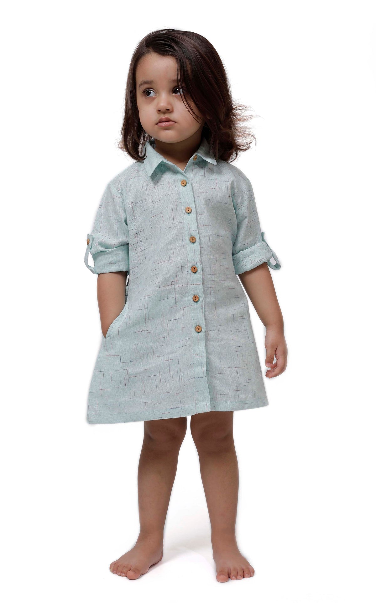 Blue Melange Tunic Dress with Waist Belt サイズ 4〜5歳