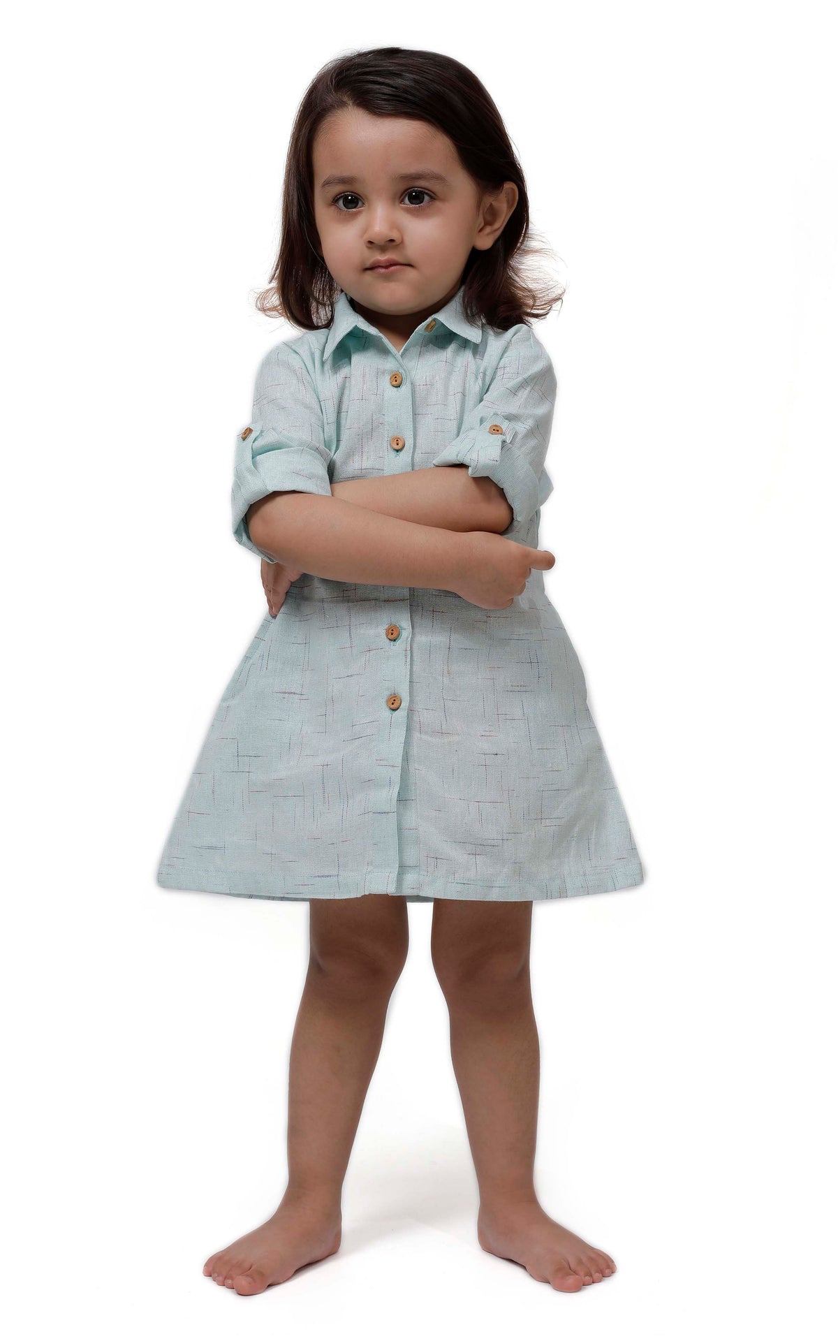 Blue Melange Tunic Dress with Waist Belt サイズ 4〜5歳