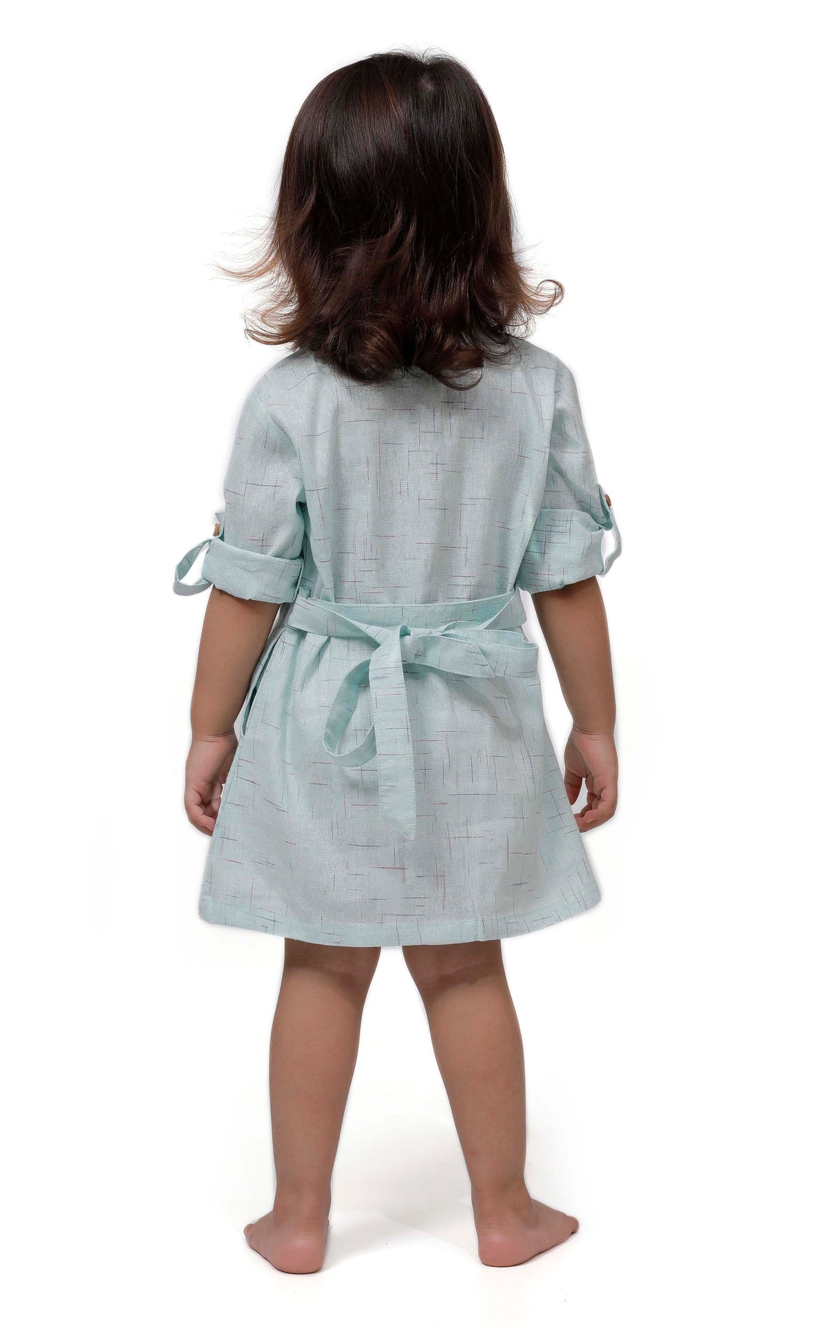 Blue Melange Tunic Dress with Waist Belt サイズ 6〜9か月