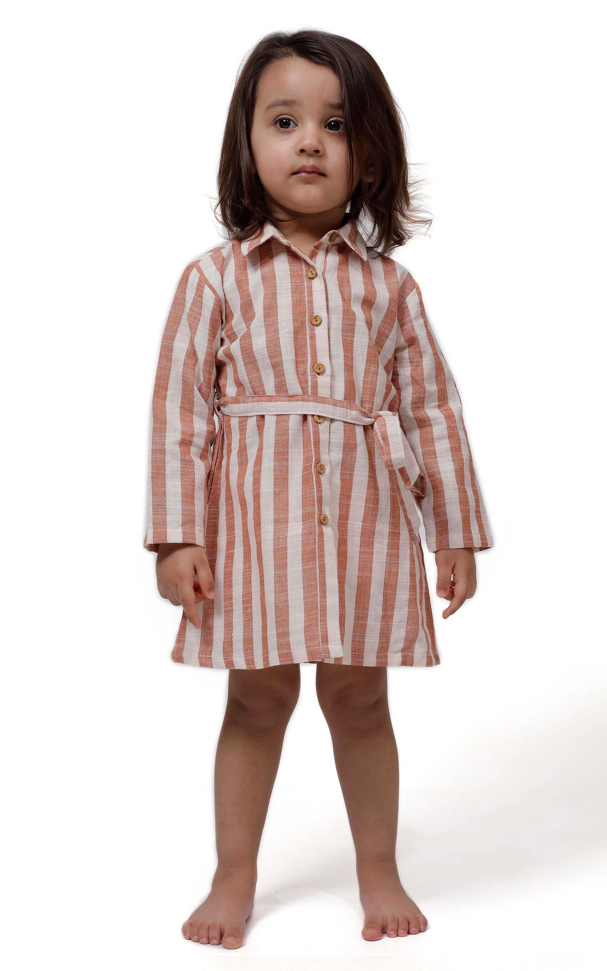 Rustic Stripe Tunic Dress with Waist Belt サイズ 9〜12か月