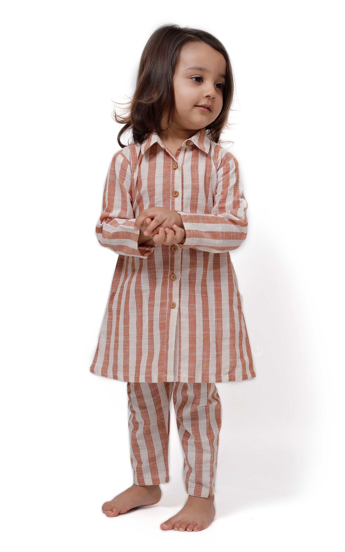 Rustic Stripe Tunic Dress with Waist Belt サイズ 9〜12か月
