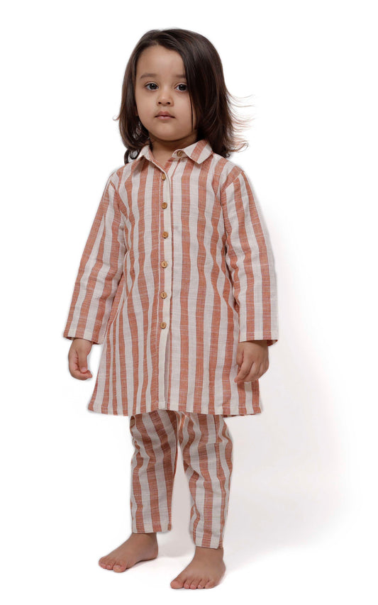 Set of 2 - Rust Stripe Tunic Dress with Pants サイズ 9〜12か月