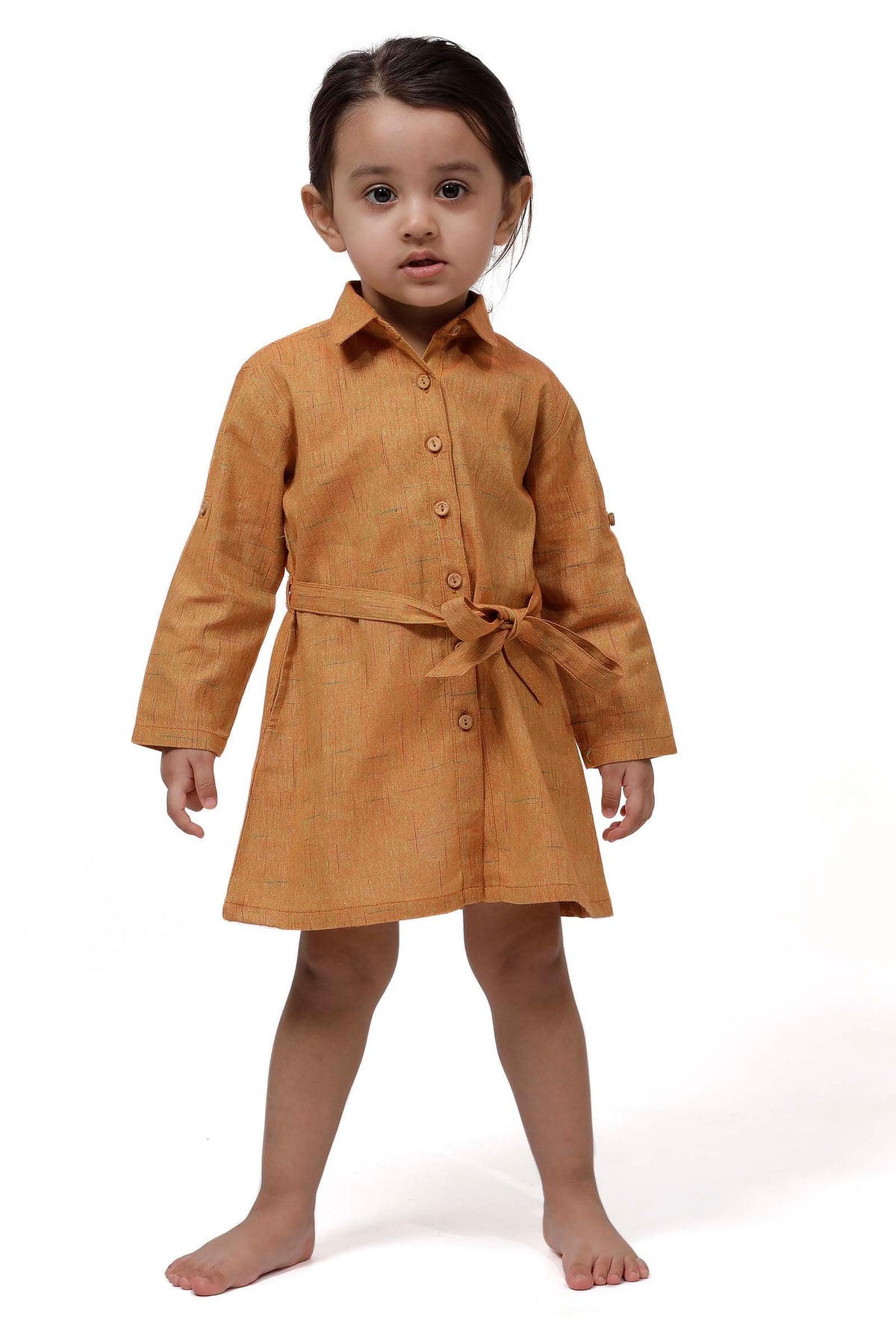 Rustic Melange Tunic Dress with Waist Belt サイズ 4〜5歳