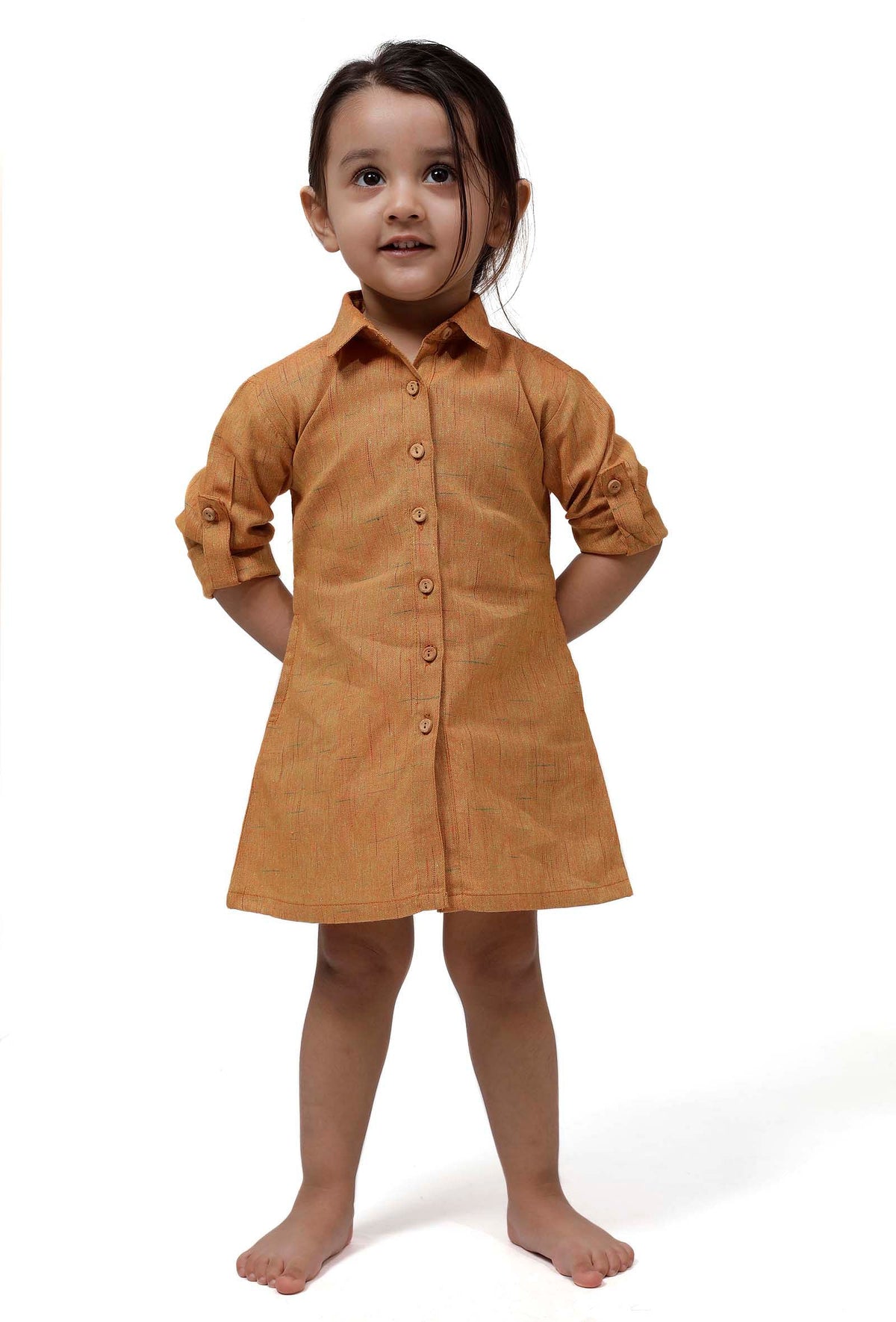 Rustic Melange Tunic Dress with Waist Belt サイズ 4〜5歳