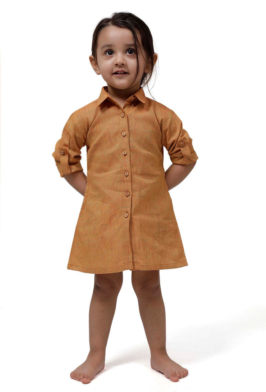 Rustic Melange Tunic Dress with Waist Belt サイズ 4〜5歳