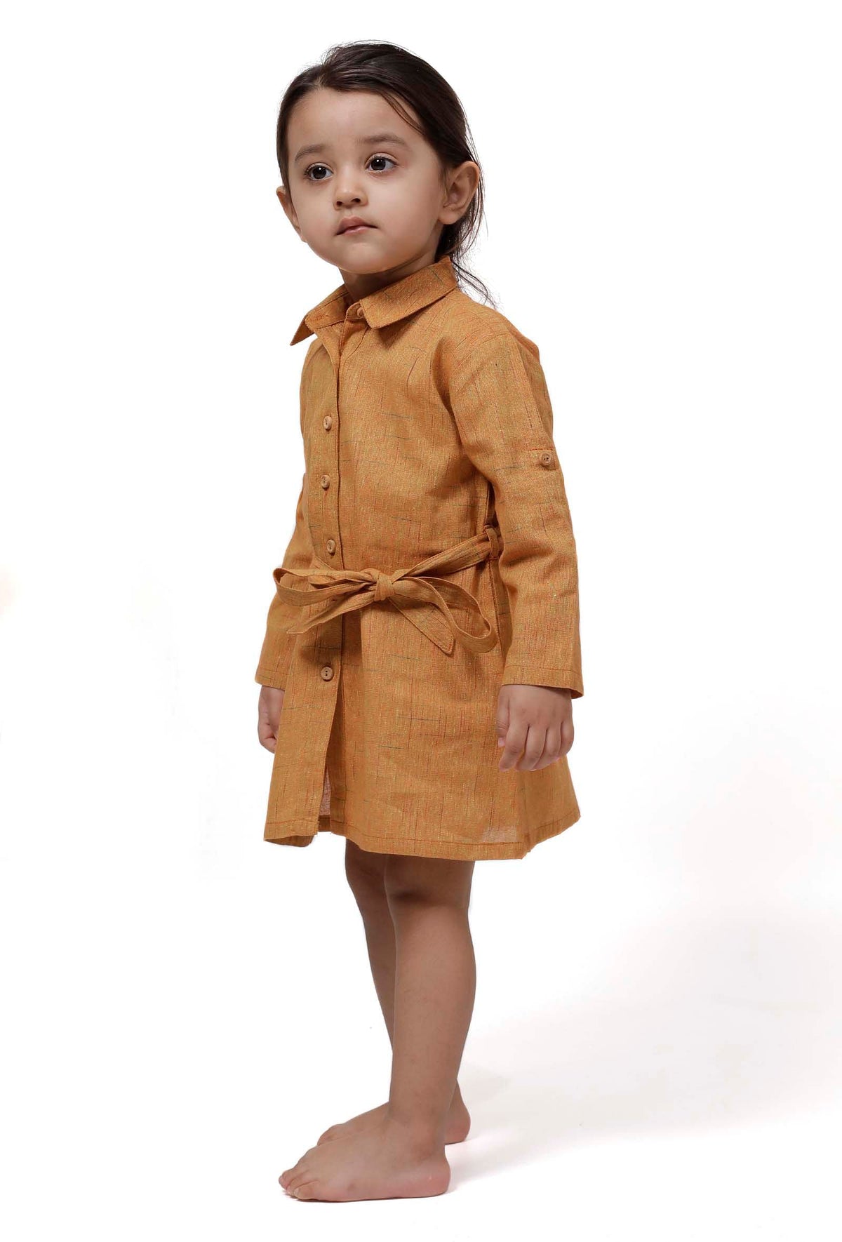 Rustic Melange Tunic Dress with Waist Belt サイズ 0〜3か月