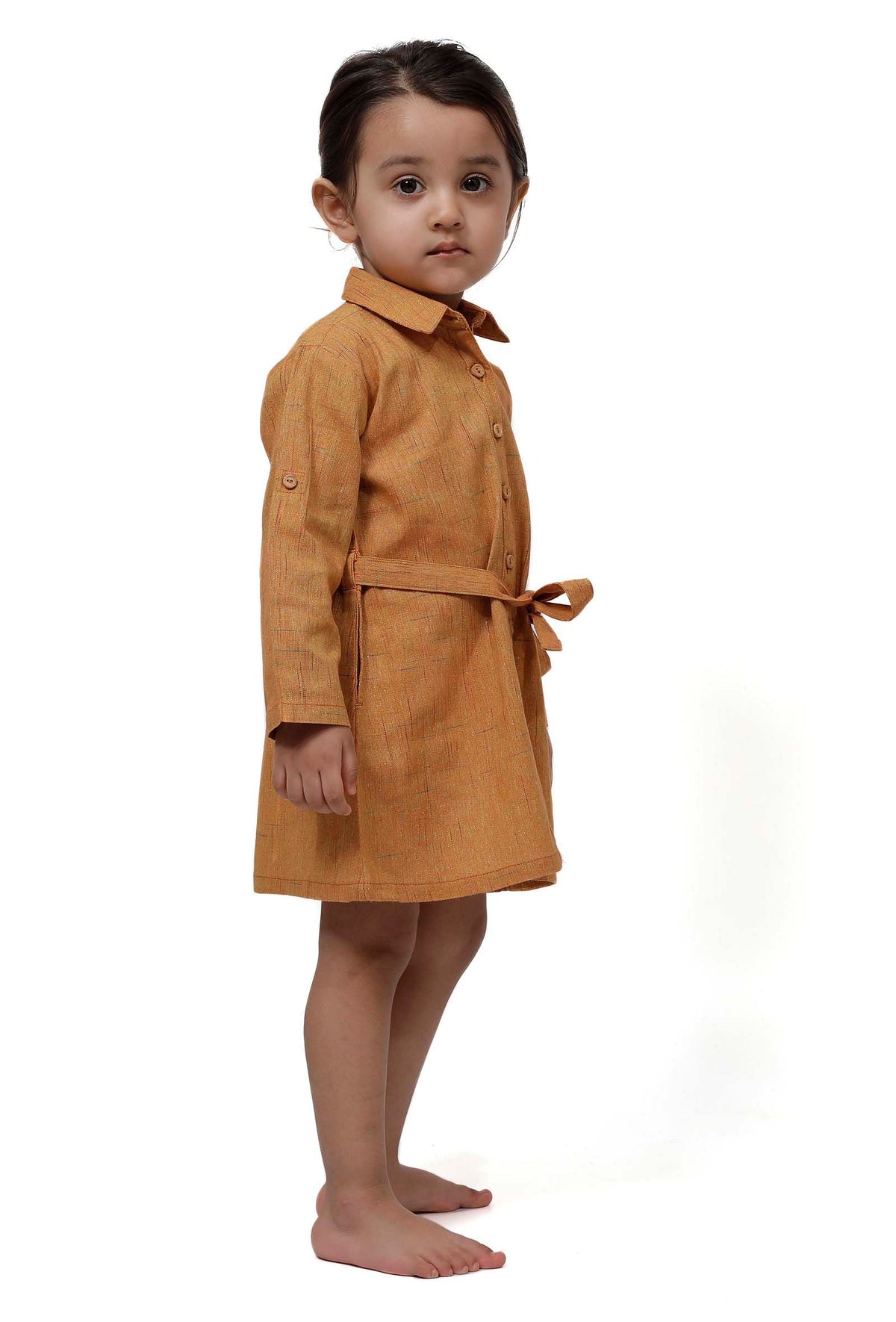 Rustic Melange Tunic Dress with Waist Belt サイズ 0〜3か月