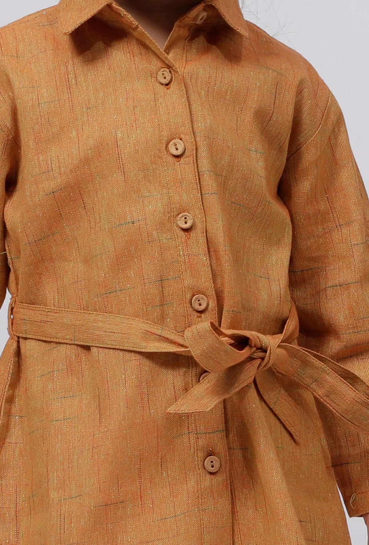 Rustic Melange Tunic Dress with Waist Belt サイズ 4〜5歳