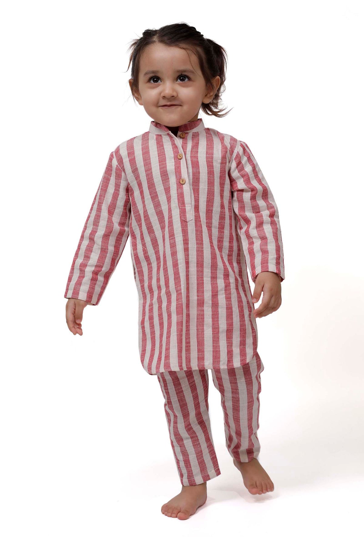 Set of 2: Pink Stripe U Cut Kurta Pyjama サイズ 12〜18か月
