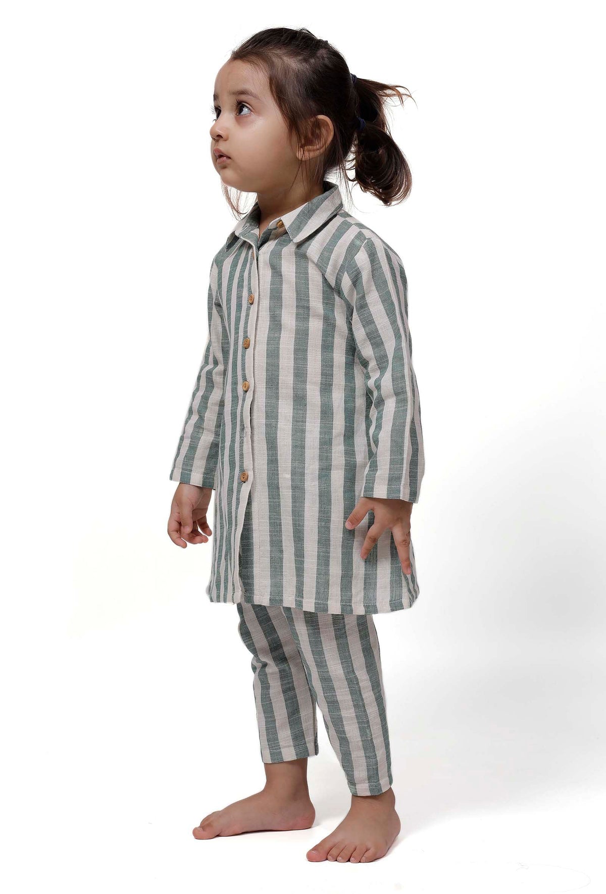 Set of 2 - Green Stripe Tunic Dress with Pants サイズ 9〜12か月