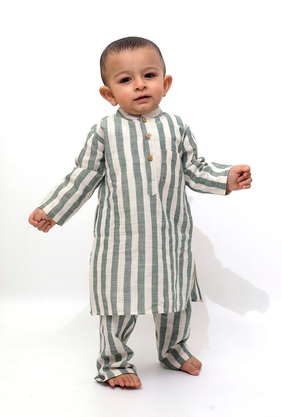 Set of 2 - Isla Green Stripe Tunic Kurta Pajama サイズ 3〜6か月