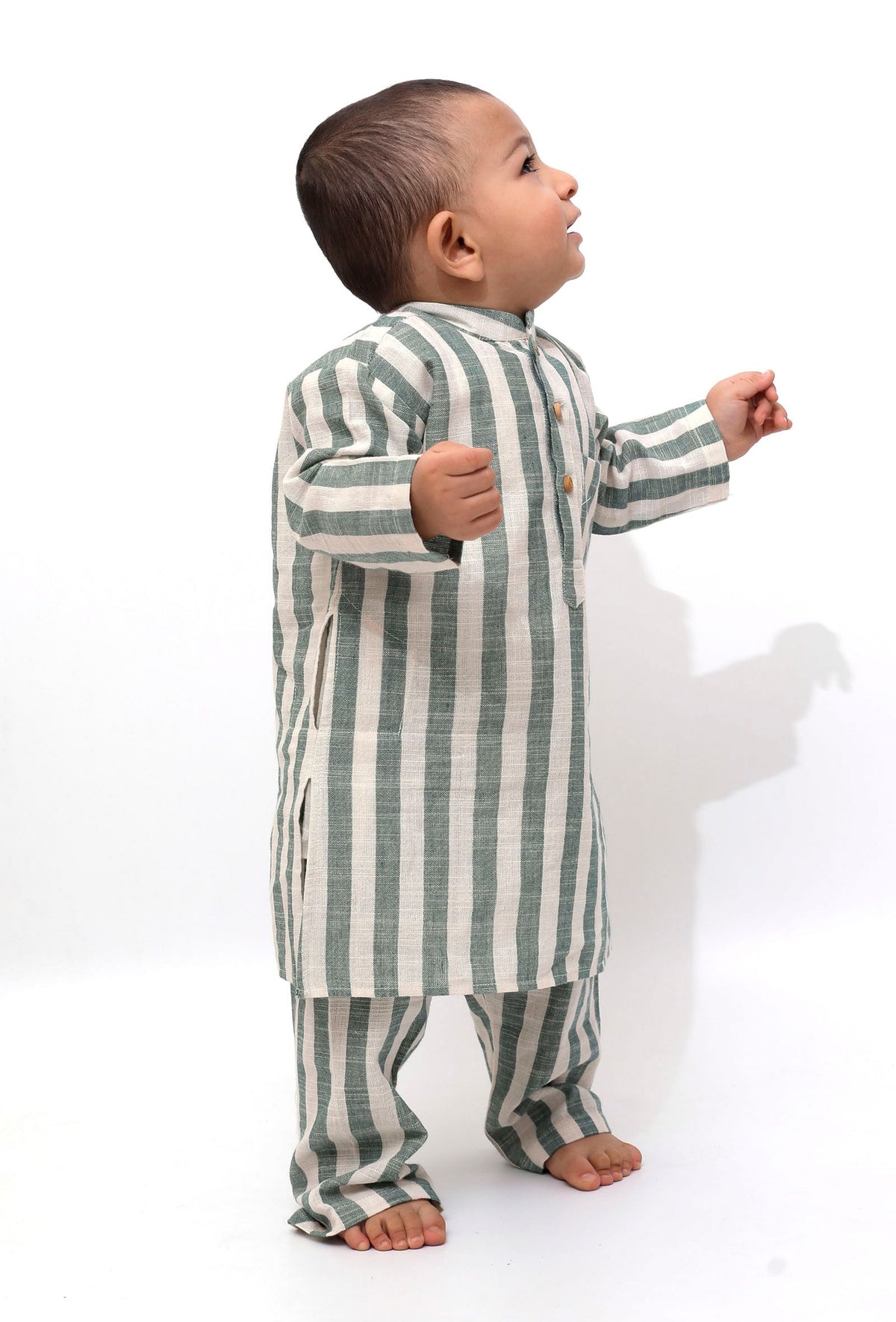 Set of 2 - Isla Green Stripe Tunic Kurta Pajama サイズ 9〜12か月