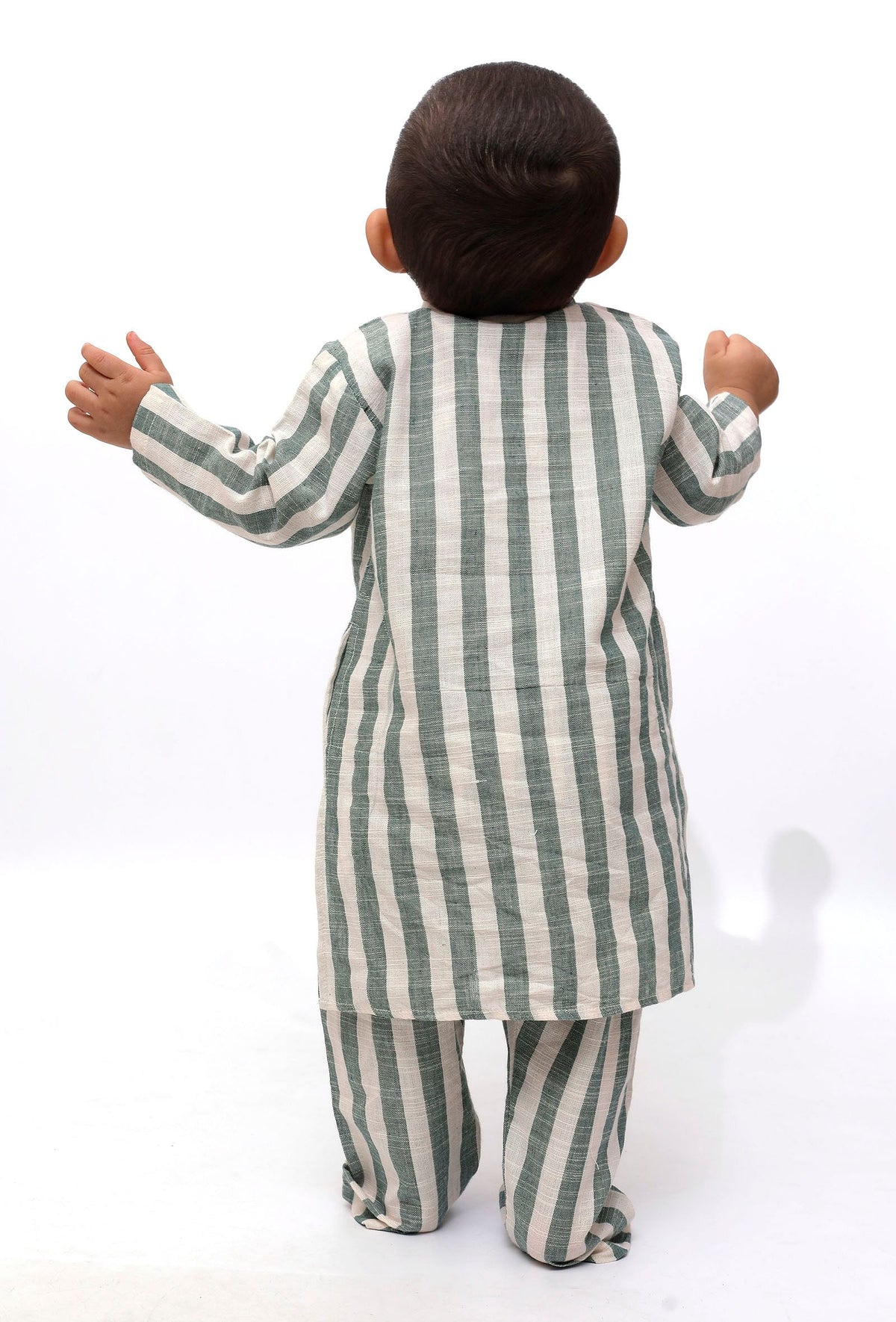 Set of 2 - Isla Green Stripe Tunic Kurta Pajama サイズ 9〜12か月