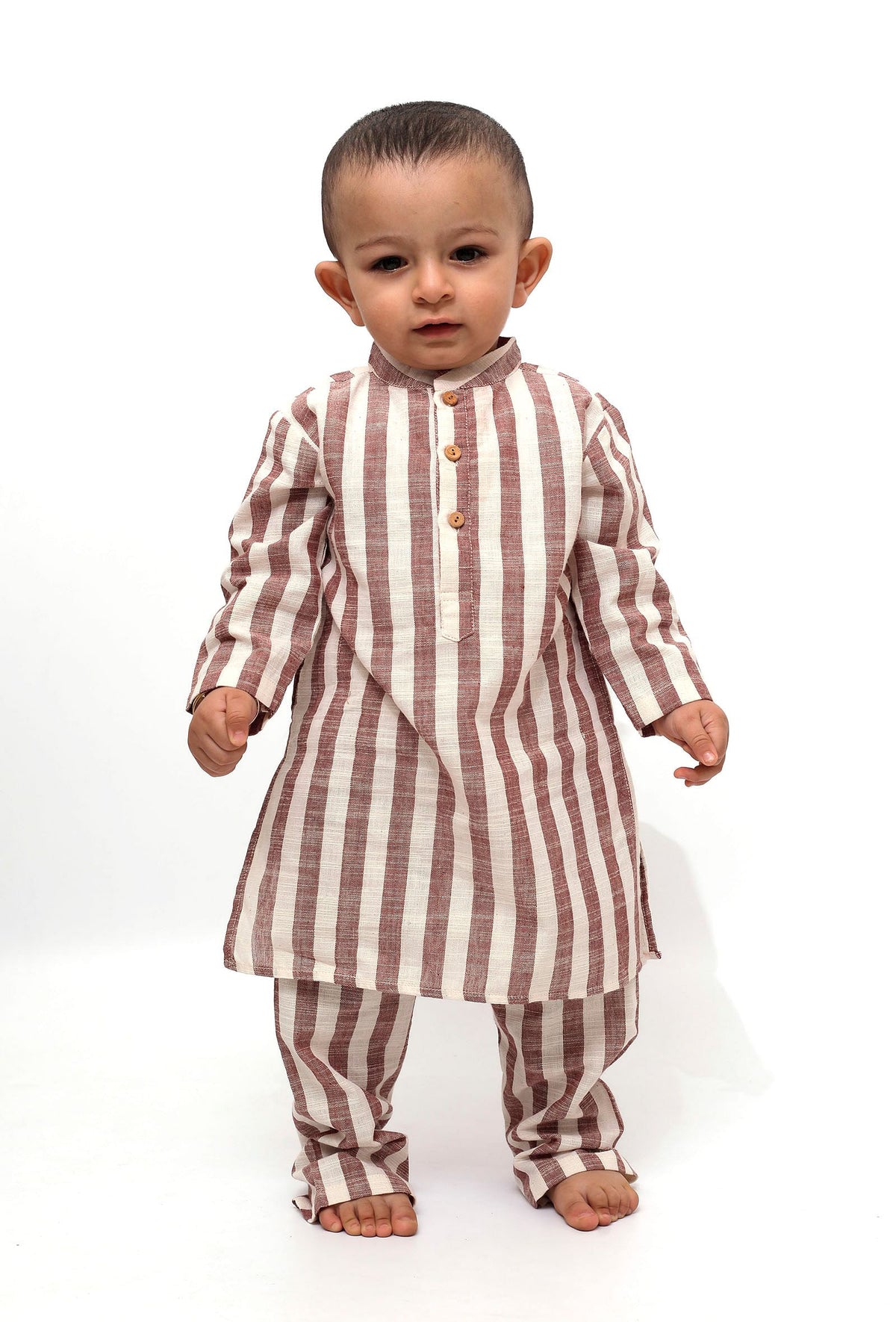 Set of 2 - Noddy Dusky Red Stripes Kurta Pajama サイズ 0〜3か月
