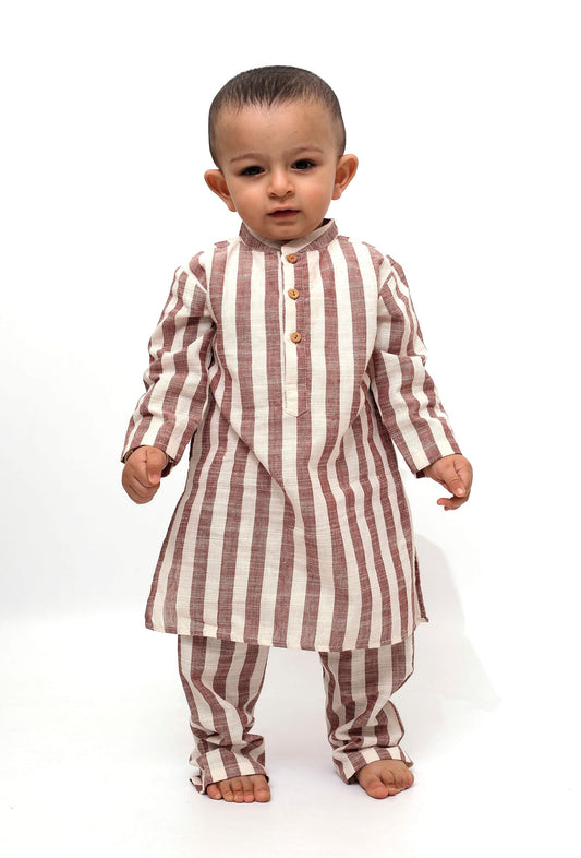 Set of 2 - Noddy Dusky Red Stripes Kurta Pajama サイズ 2〜3歳