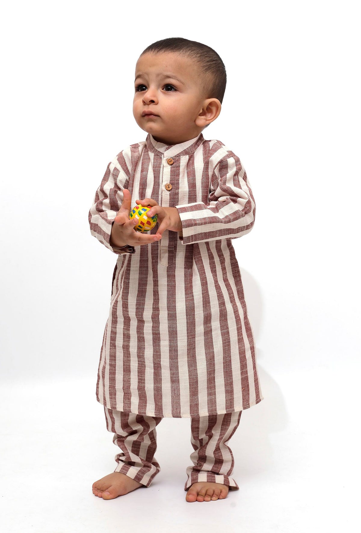 Set of 2 - Noddy Dusky Red Stripes Kurta Pajama サイズ 3〜6か月
