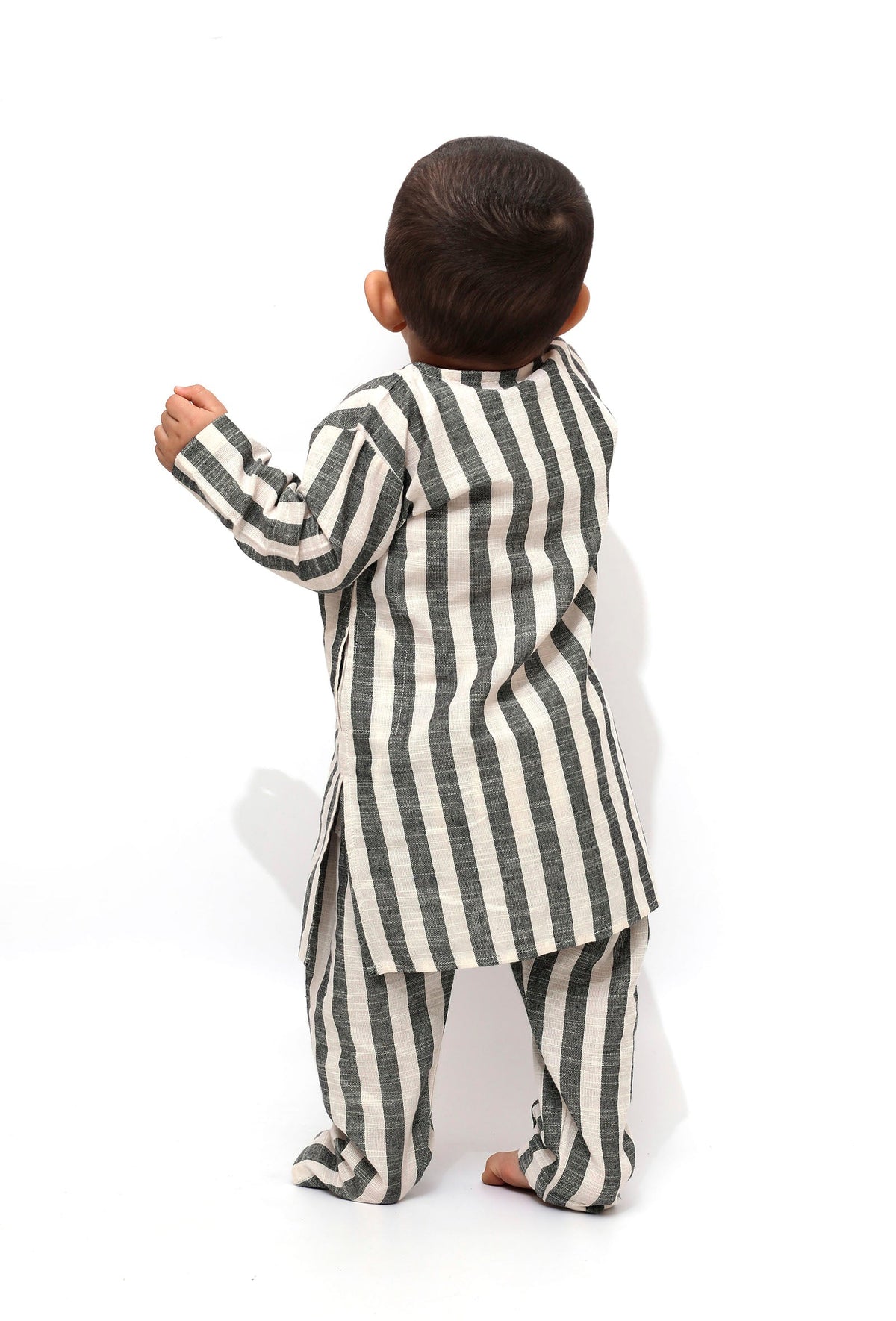 Set of 2 - Oswald Emerald Green Stripe Kurta Pajama サイズ 4〜5歳