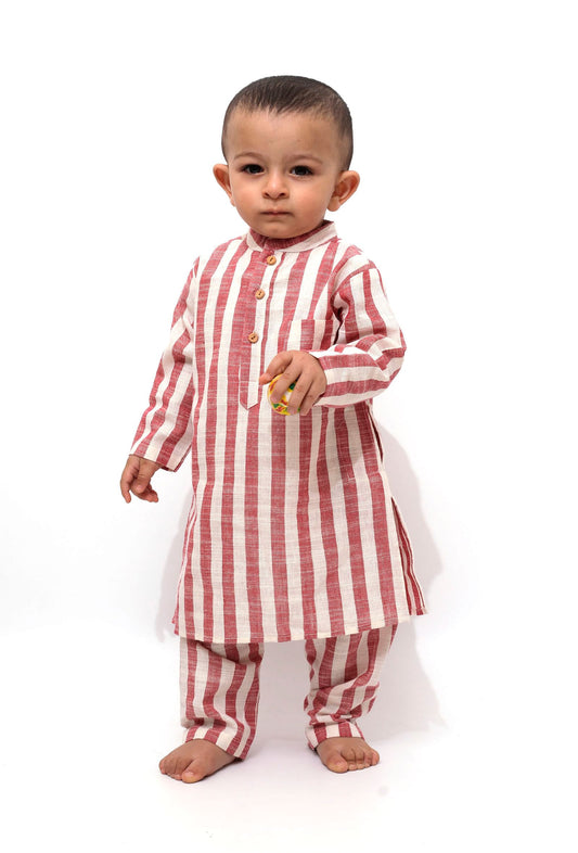 Set of 2 - Goofy Cherry Red Stripe Tunic Kurta Pajama サイズ 12〜18か月
