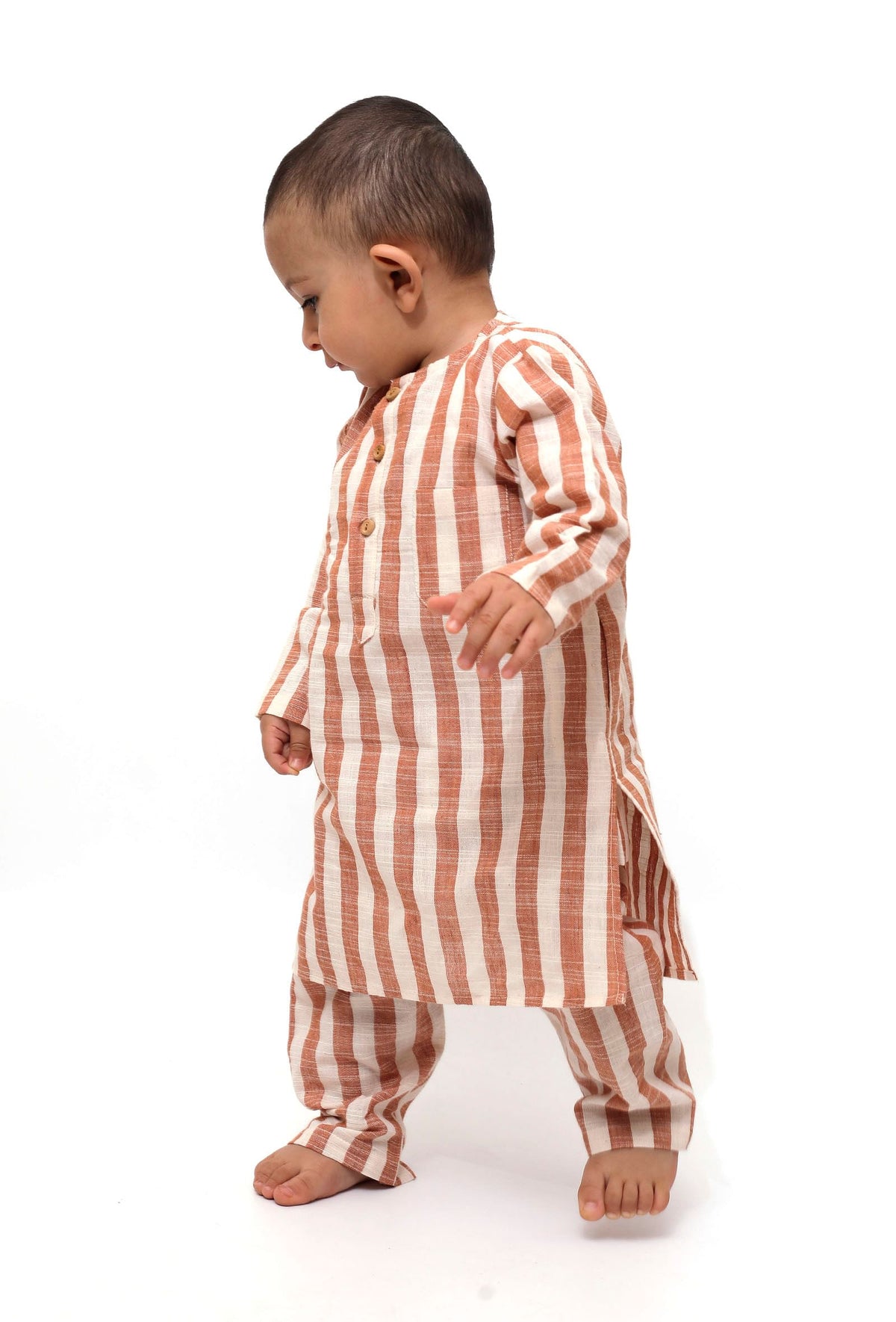Set of 2 - Tangy Orange Stripes Tunic Kurta Pajama サイズ 12〜18か月