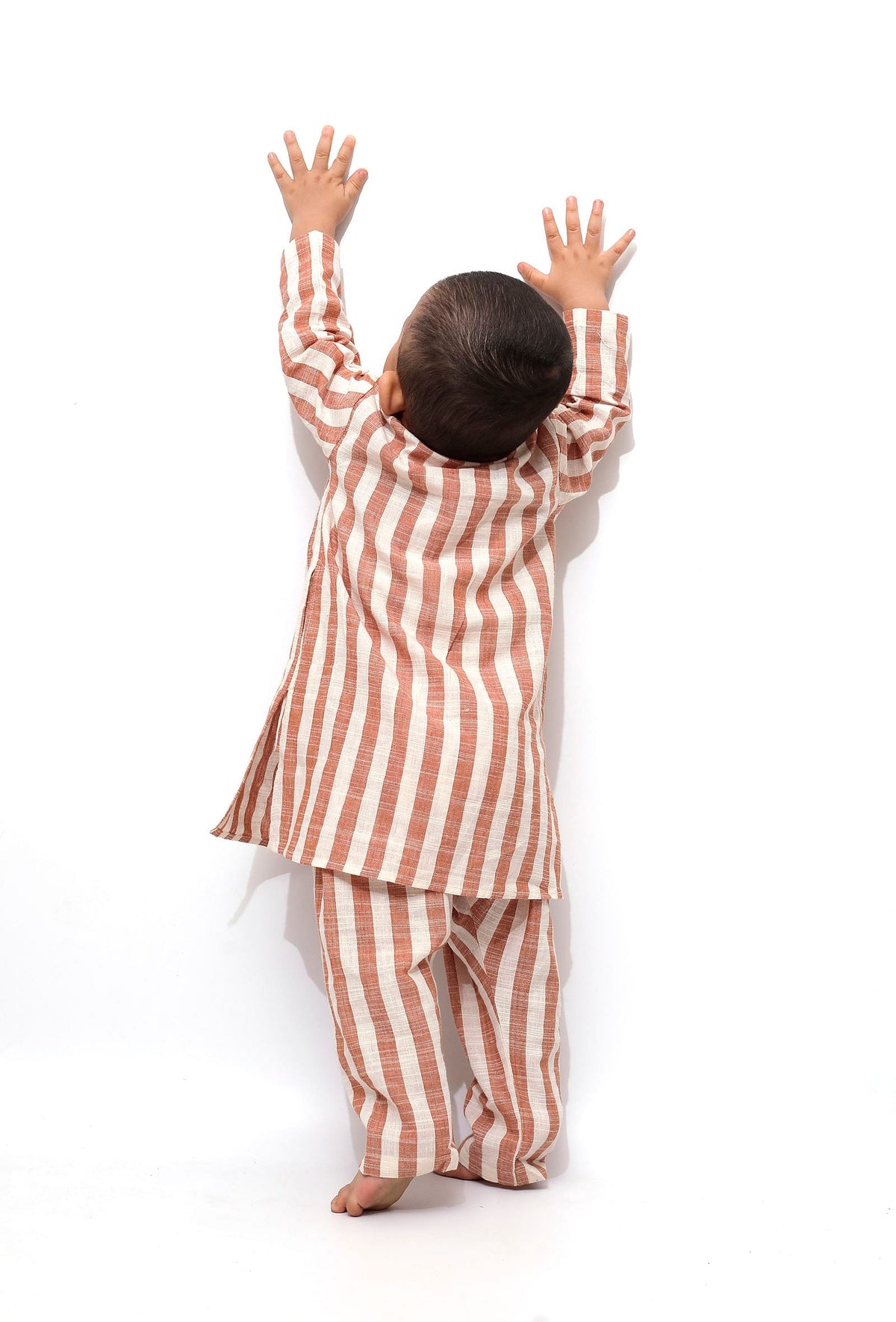 Set of 2 - Tangy Orange Stripes Tunic Kurta Pajama サイズ 12〜18か月