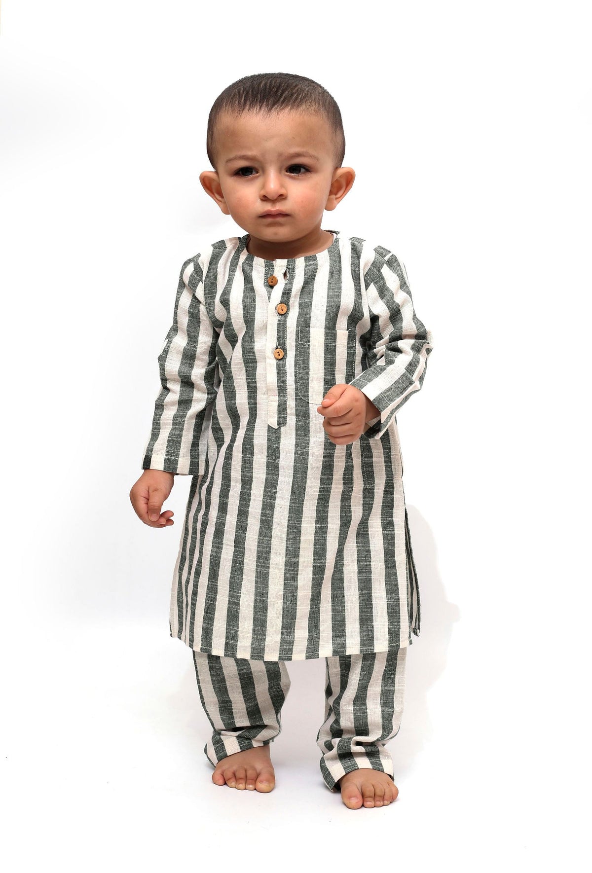 Set of 2: Moon Blue Stripes Tunic Kurta Pajama サイズ 2〜3歳