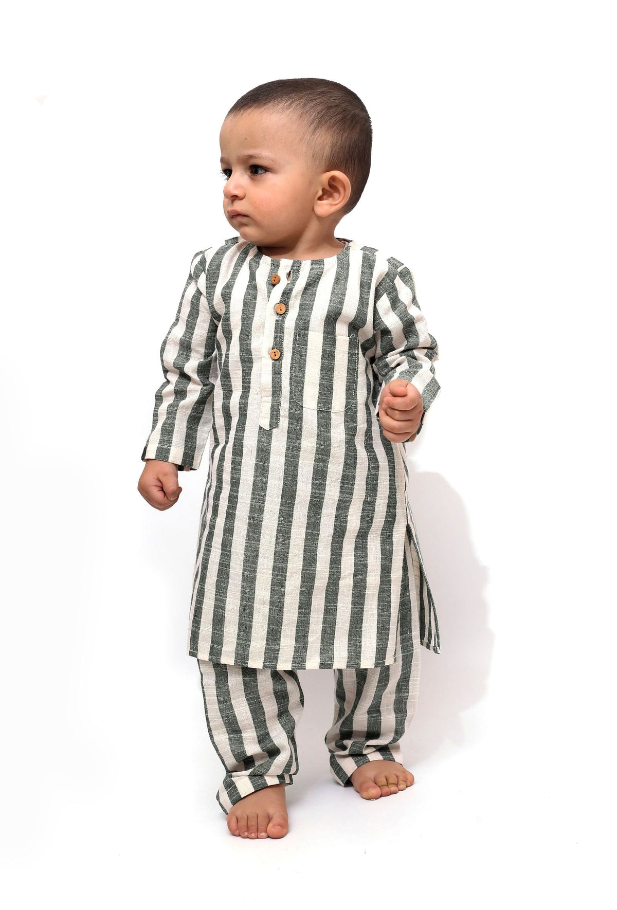 Set of 2: Moon Blue Stripes Tunic Kurta Pajama サイズ 3〜6か月