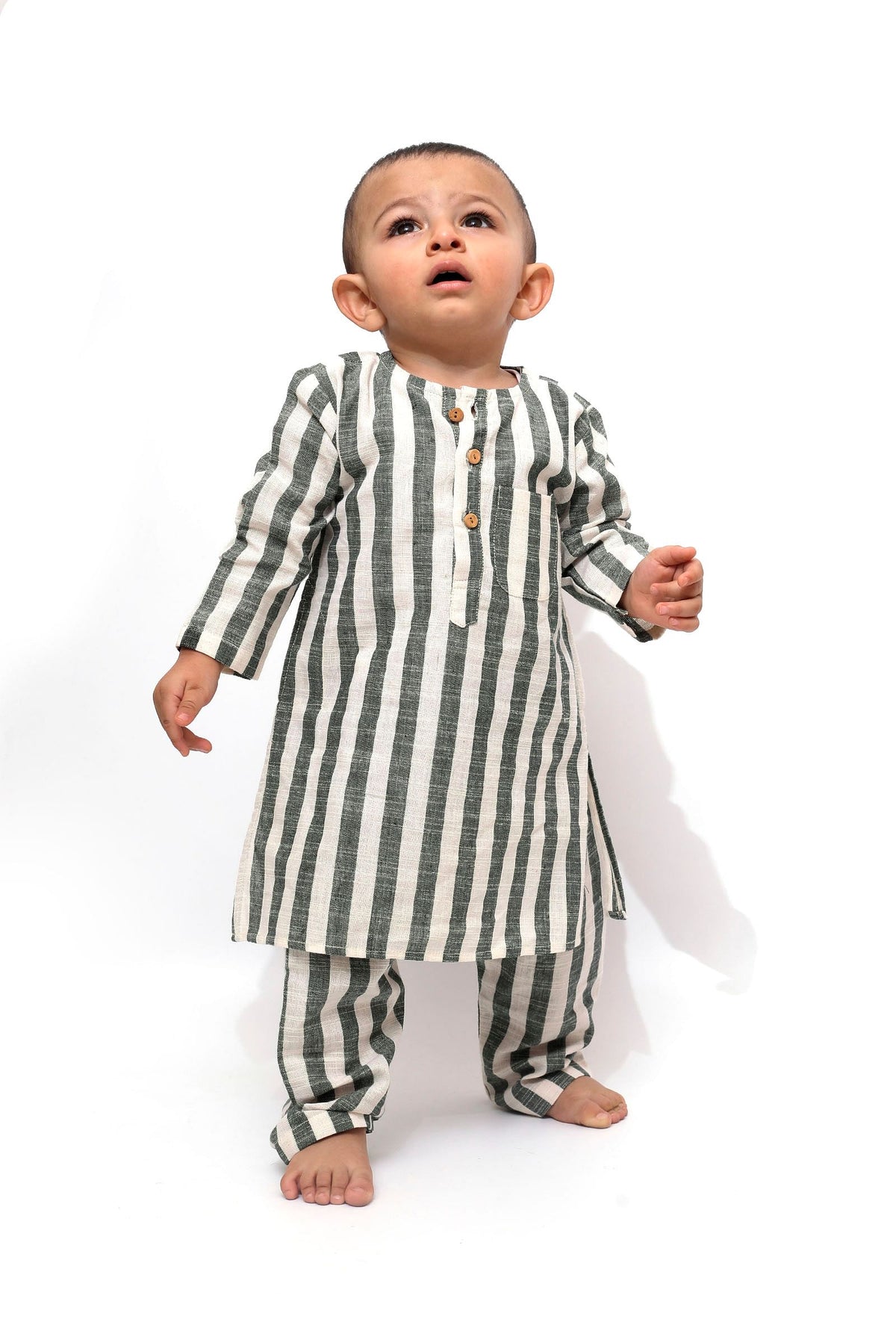 Set of 2: Moon Blue Stripes Tunic Kurta Pajama サイズ 9〜12か月