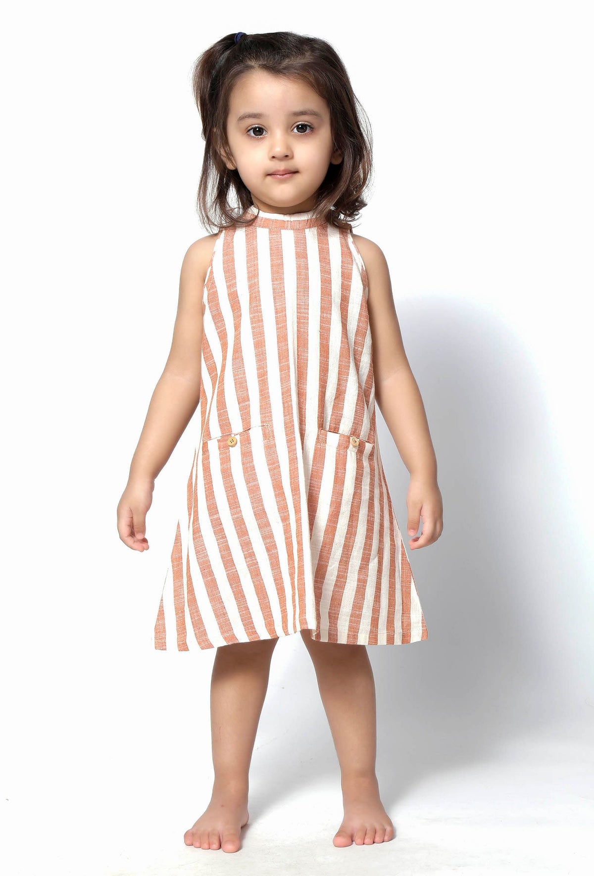 Enna Orange Stripes Halter Neck Cotton Dress サイズ 3〜4歳