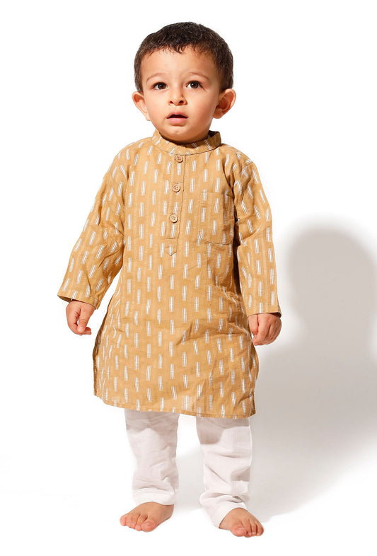 Mustard Cotton Kurta Pyjama Set サイズ 0〜3か月
