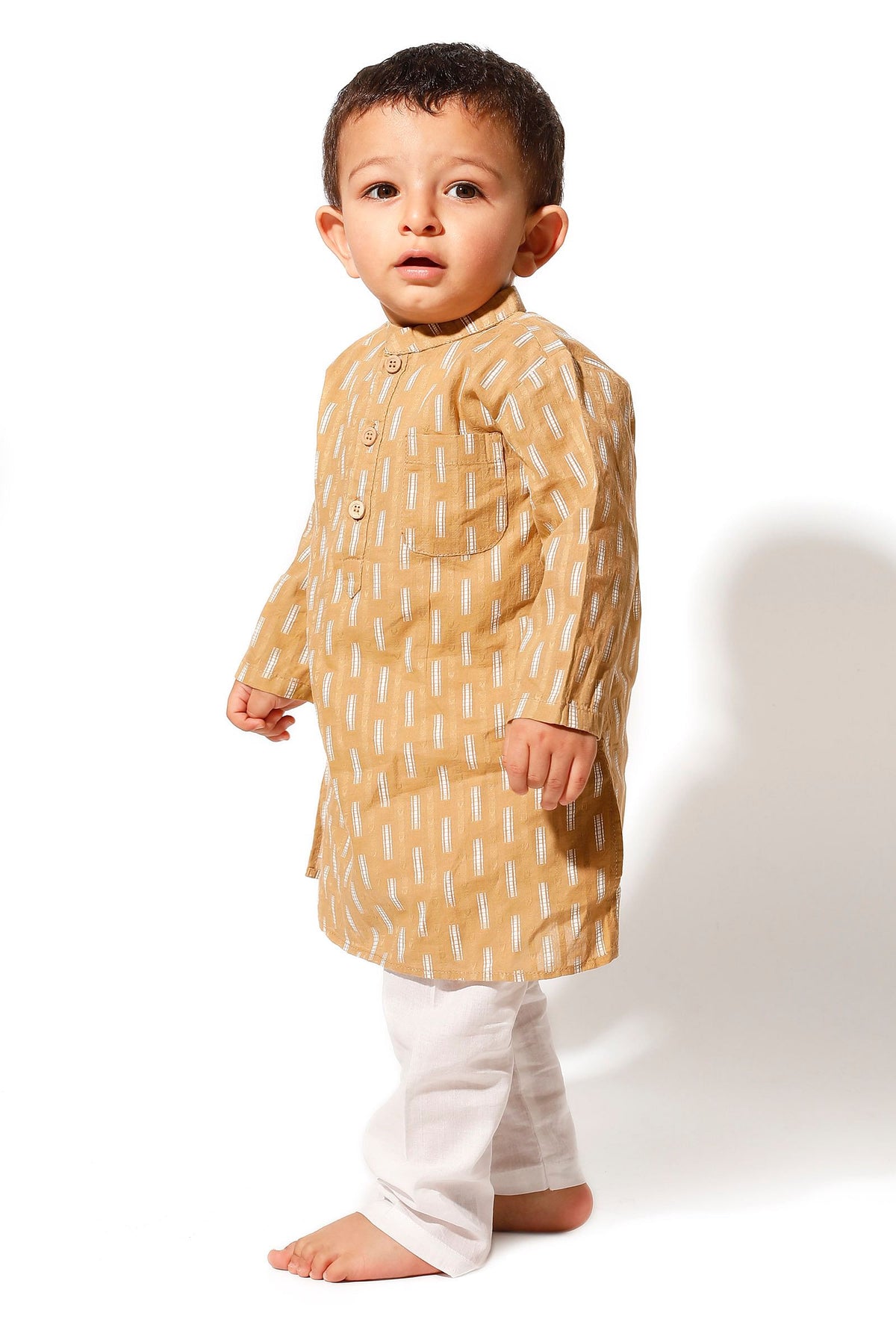 Mustard Cotton Kurta Pyjama Set サイズ 0〜3か月
