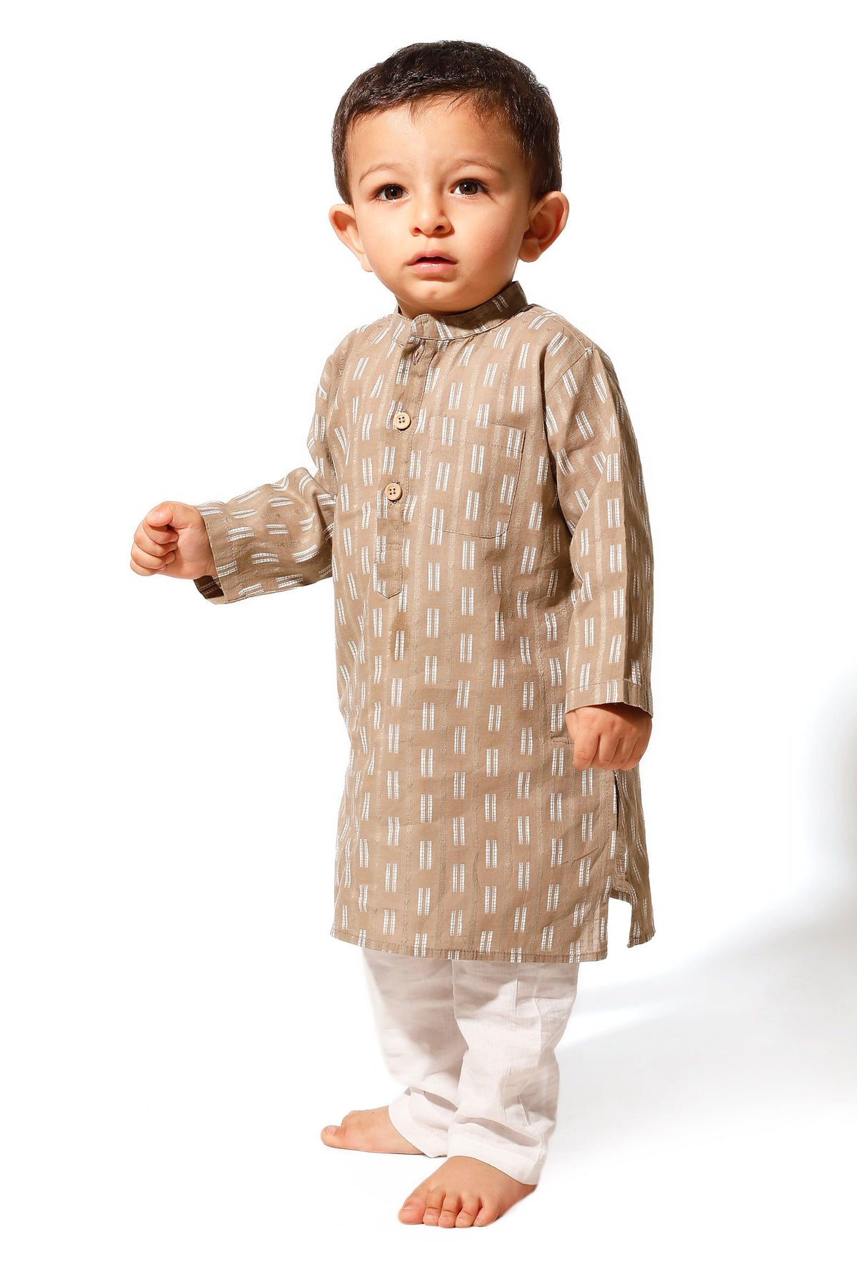 Dusky Brown Cotton Kurta Pyjama Set サイズ 0〜3か月