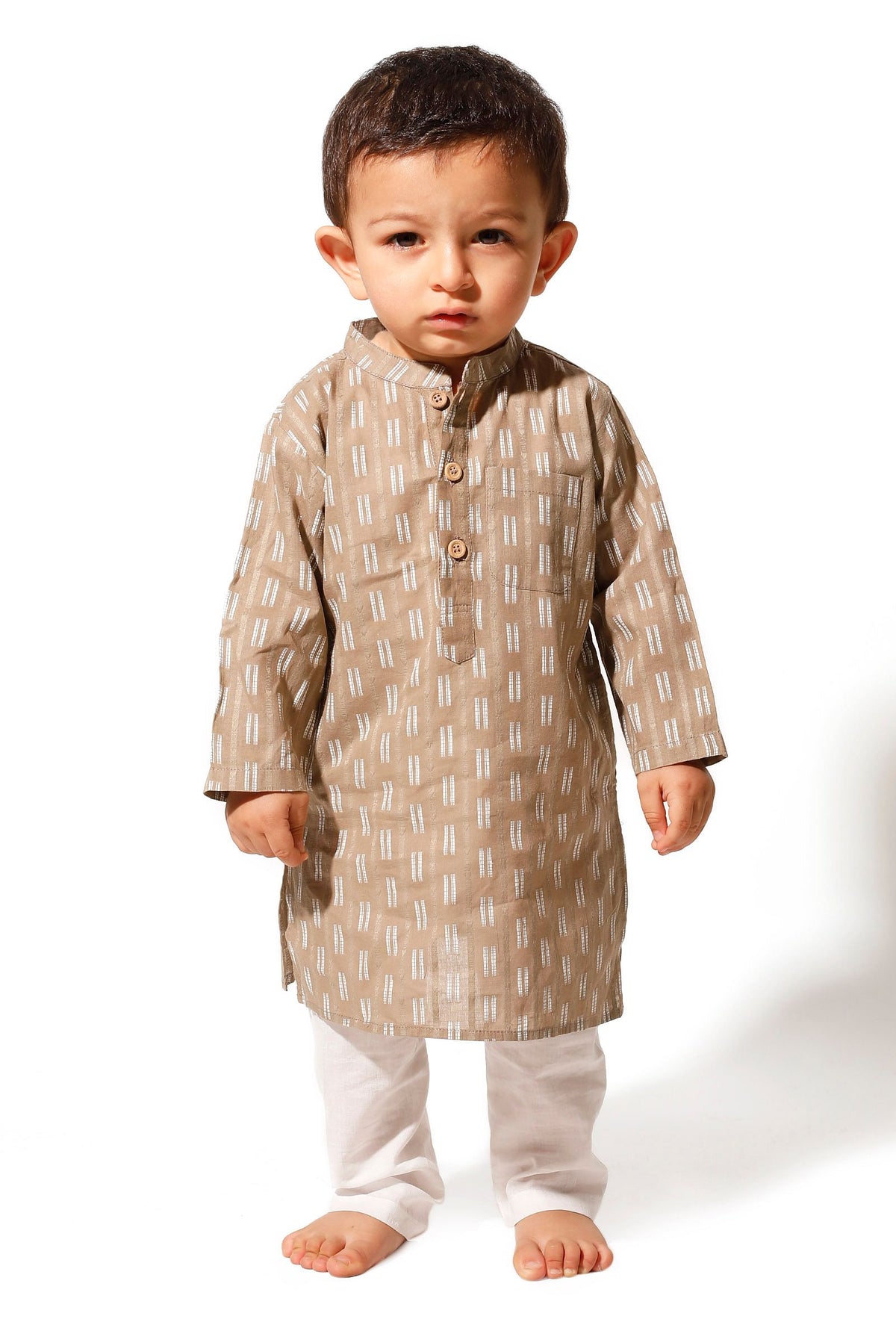 Dusky Brown Cotton Kurta Pyjama Set サイズ 0〜3か月