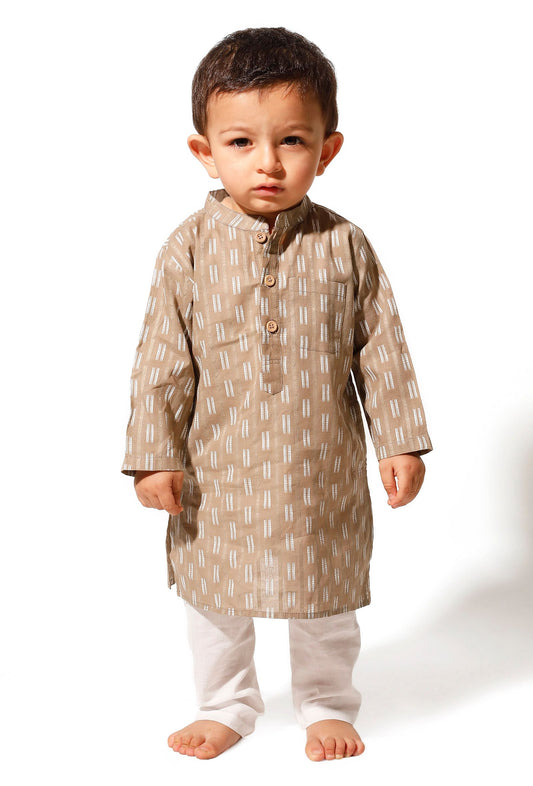 Dusky Brown Cotton Kurta Pyjama Set サイズ 0〜3か月