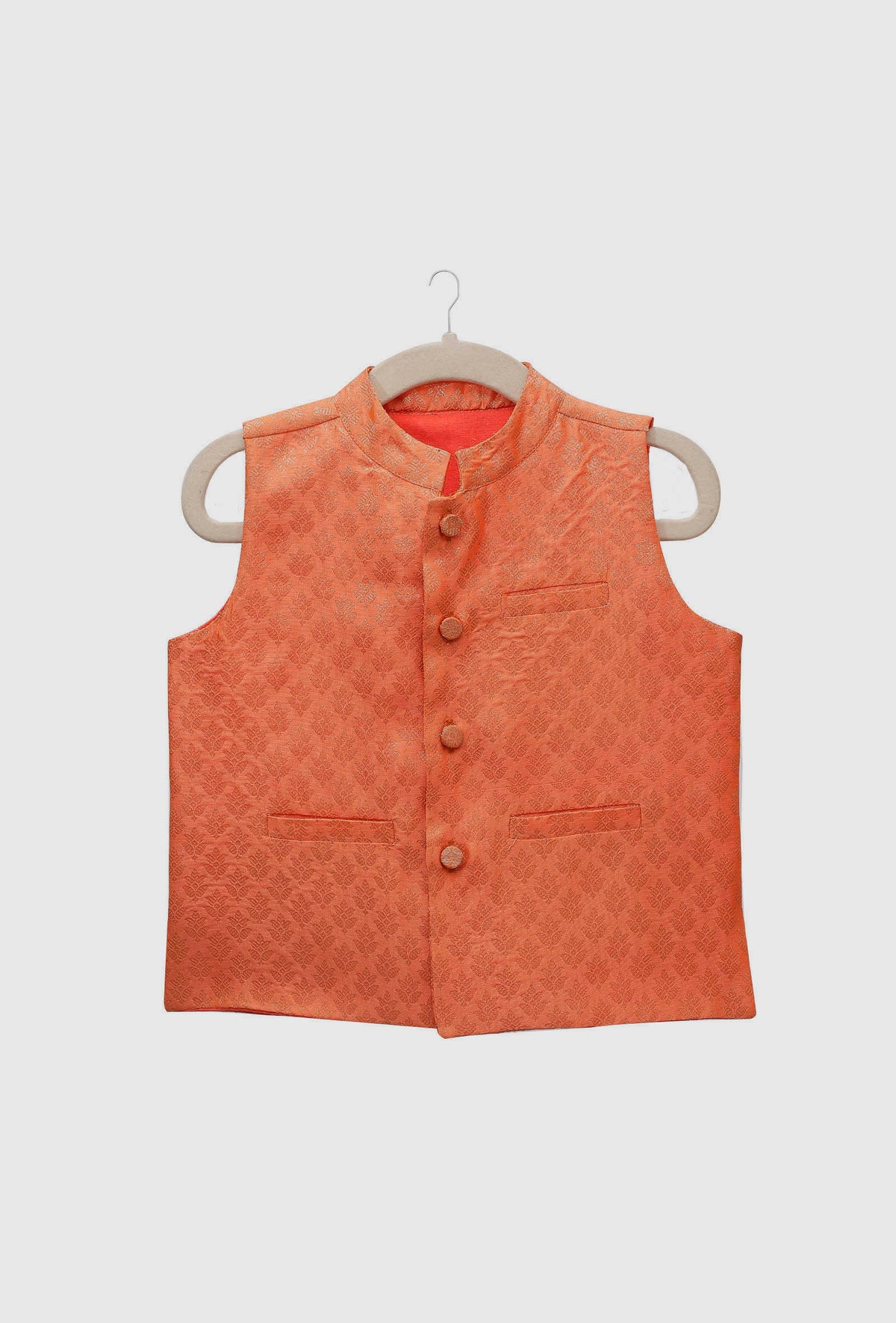 Honey Orange Brocade Nehru Jacket サイズ 2〜3歳