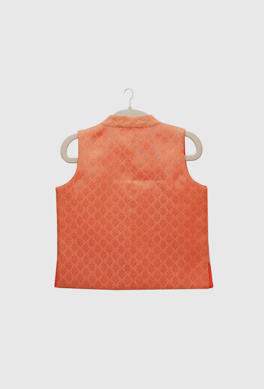 Honey Orange Brocade Nehru Jacket サイズ 2〜3歳