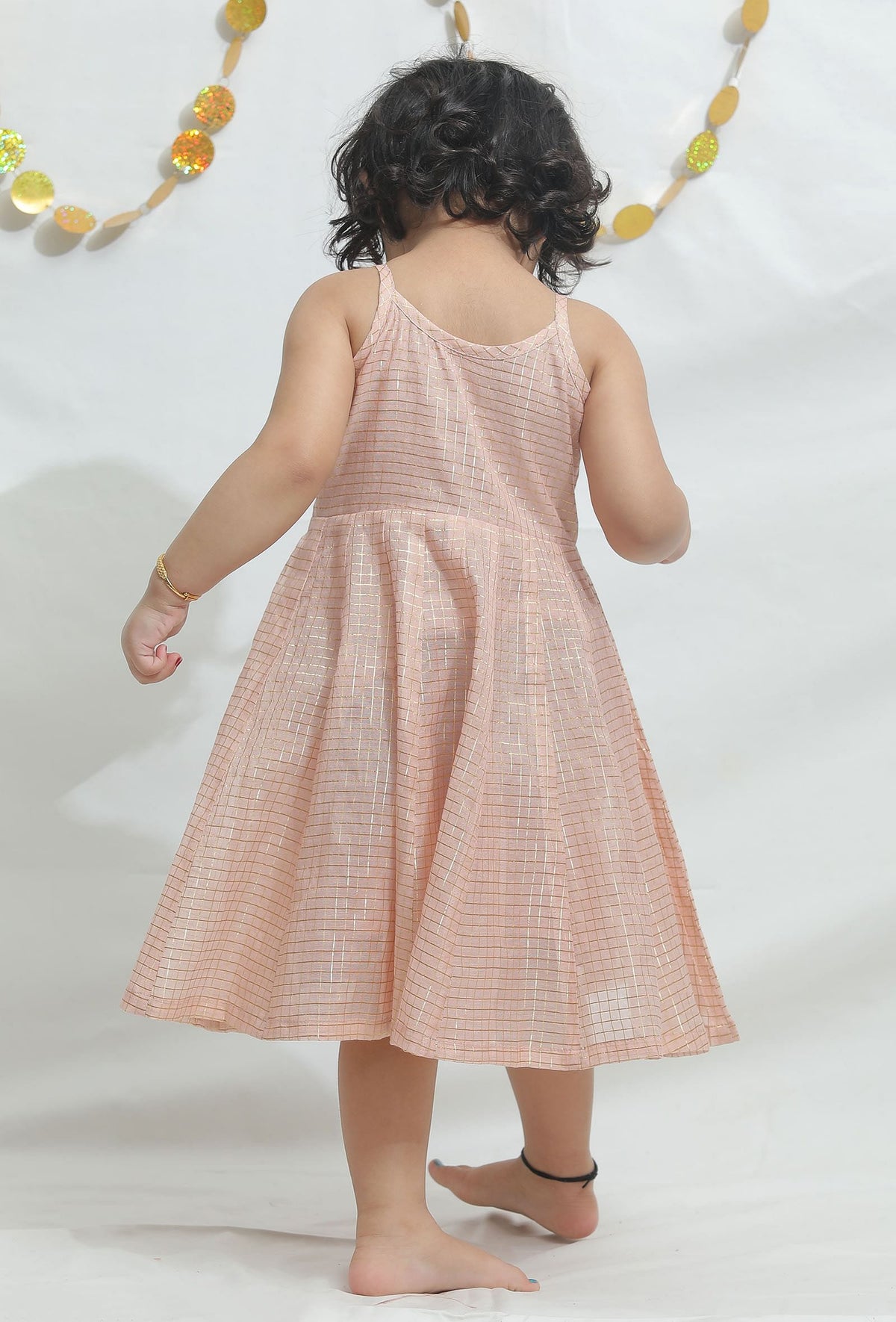 Peach Pink Chanderi Dress サイズ 1〜2歳