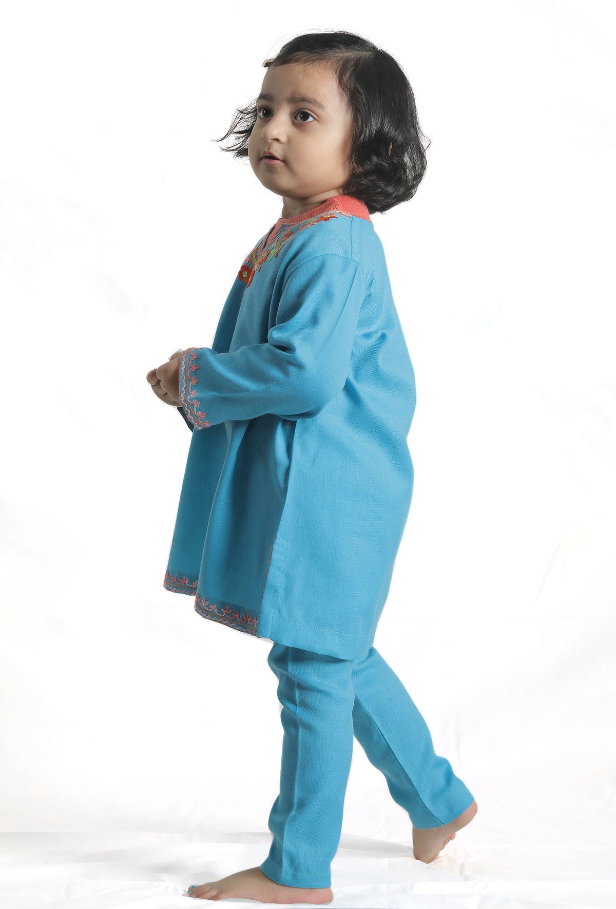 Sky Blue Pure Woollen Phiran Set サイズ 0〜3か月