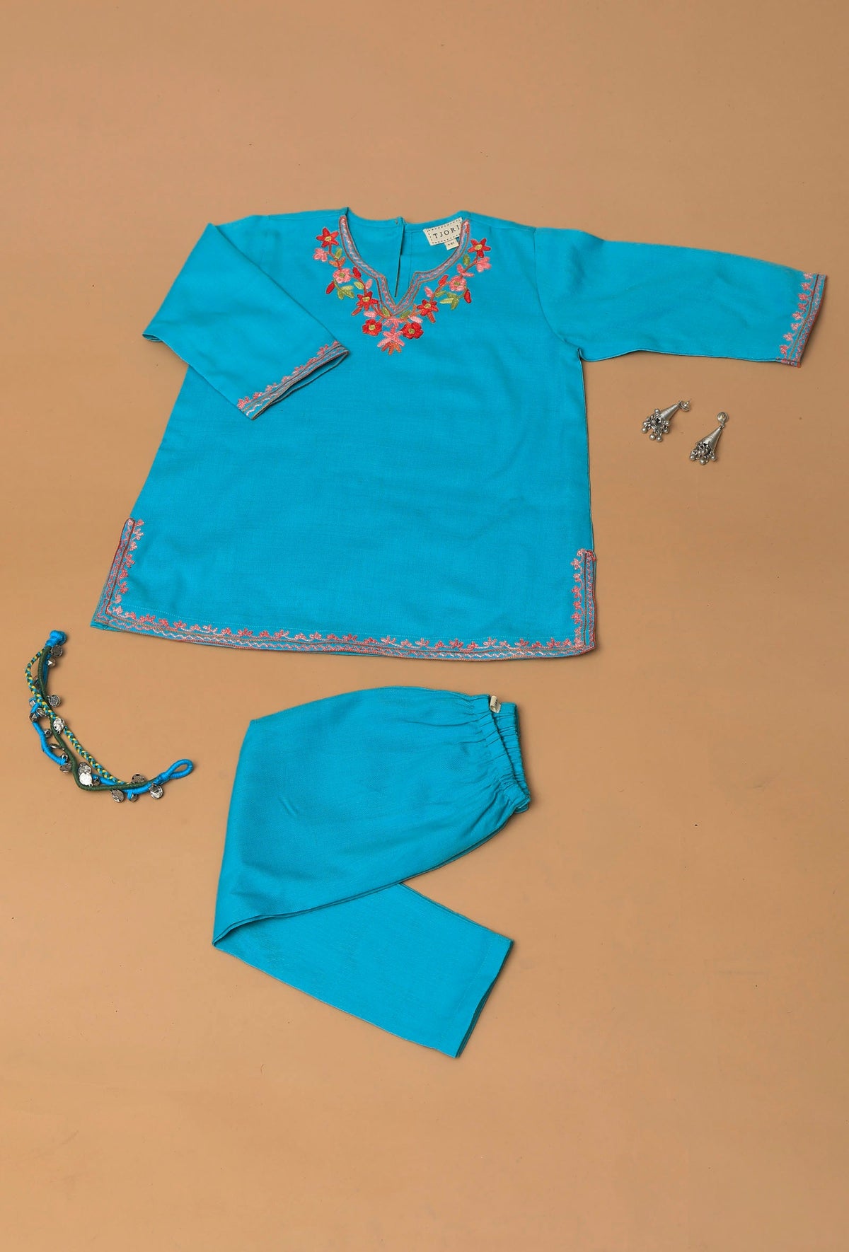 Sky Blue Pure Woollen Phiran Set サイズ 0〜3か月