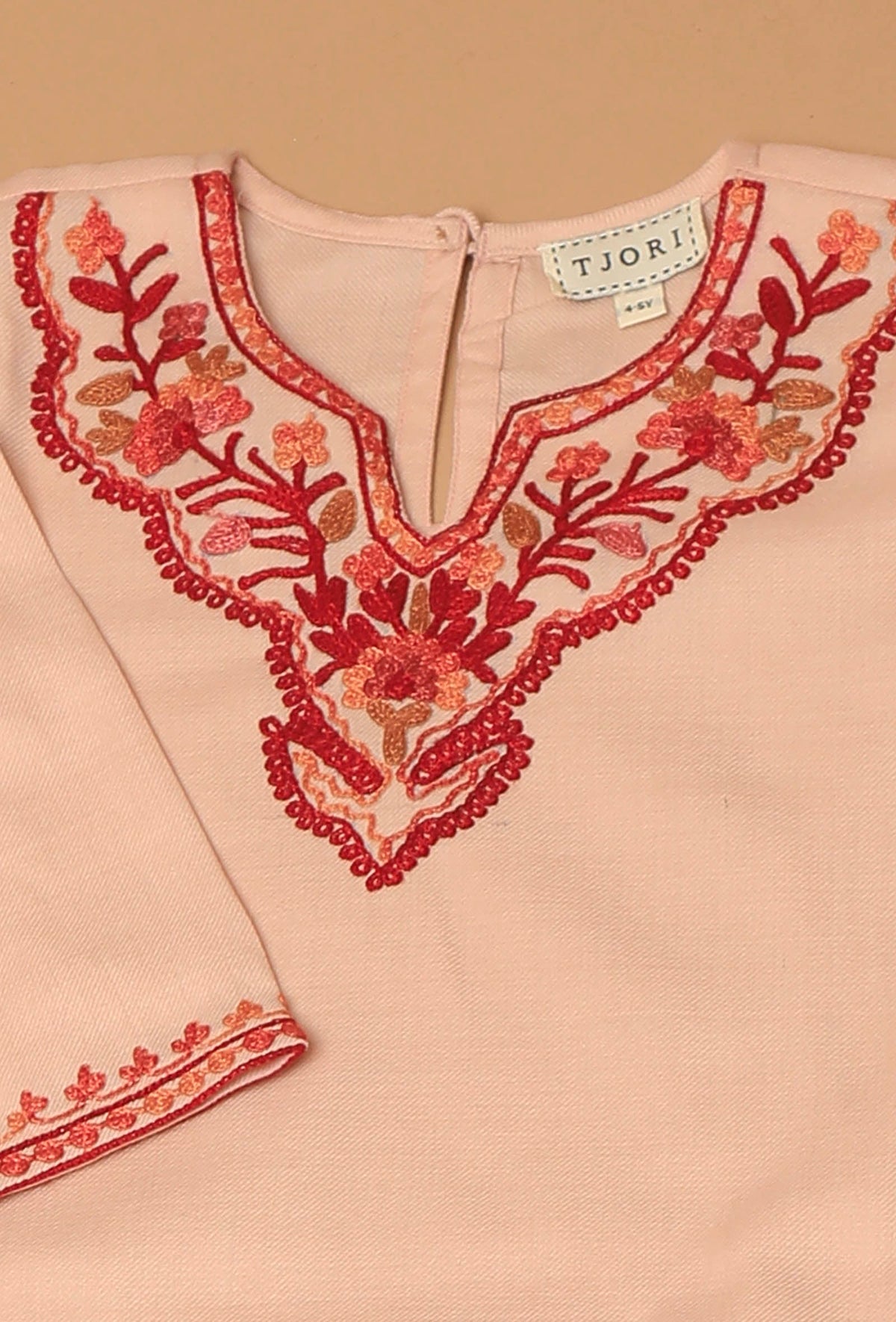 Peach Pink Pure Woollen Phiran Set サイズ 6〜9か月