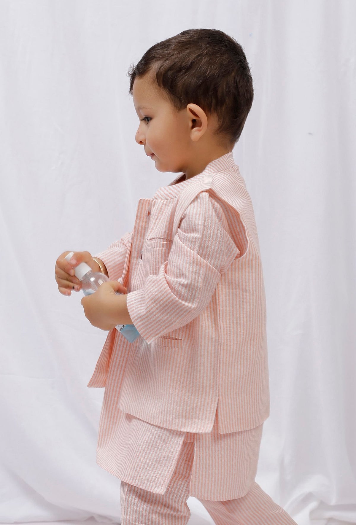 Orange Striped Nehru Cotton Sleeveless Jacket サイズ 8〜9歳