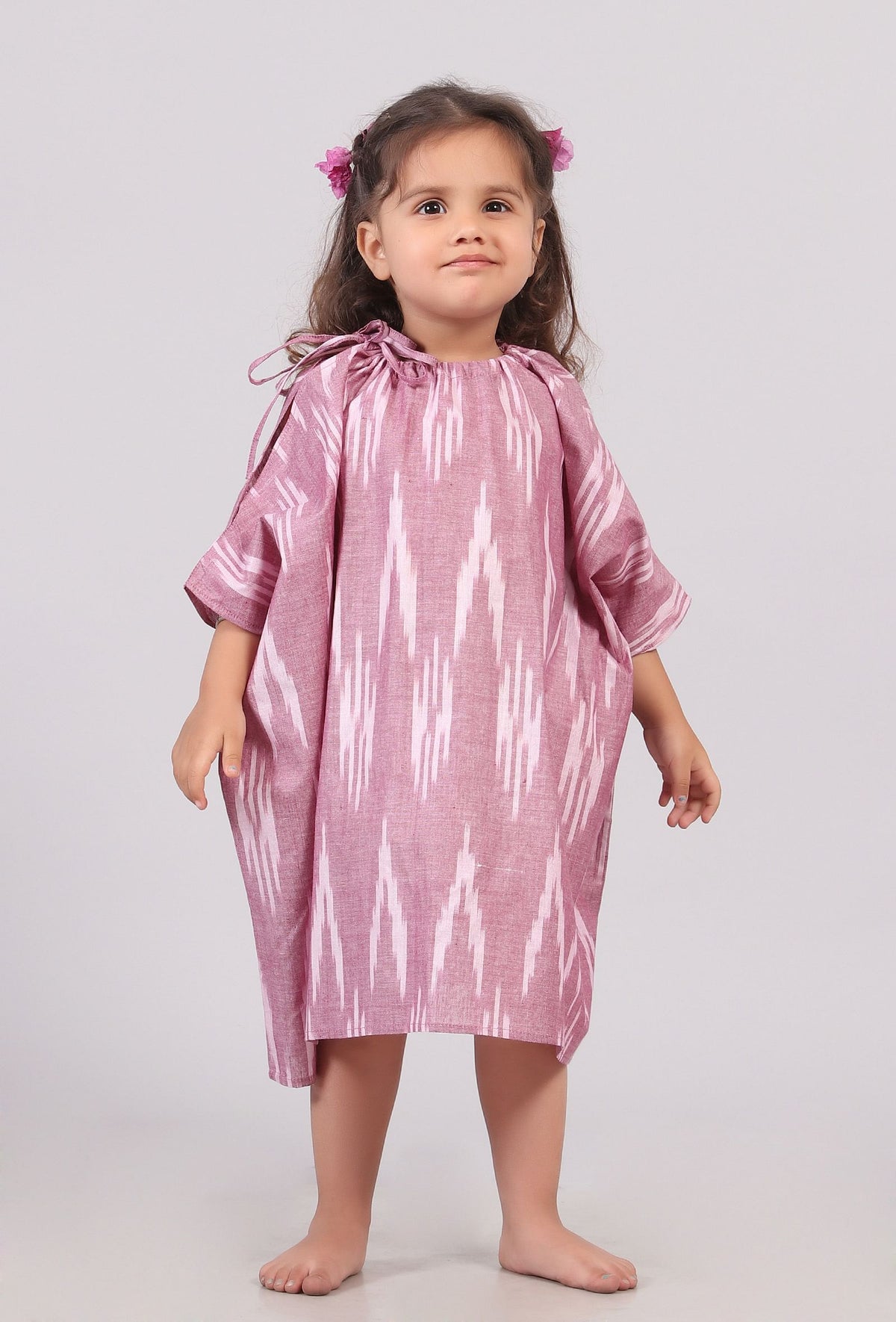 Bubblegum Pink Tie Up Kaftan サイズ 4〜5歳