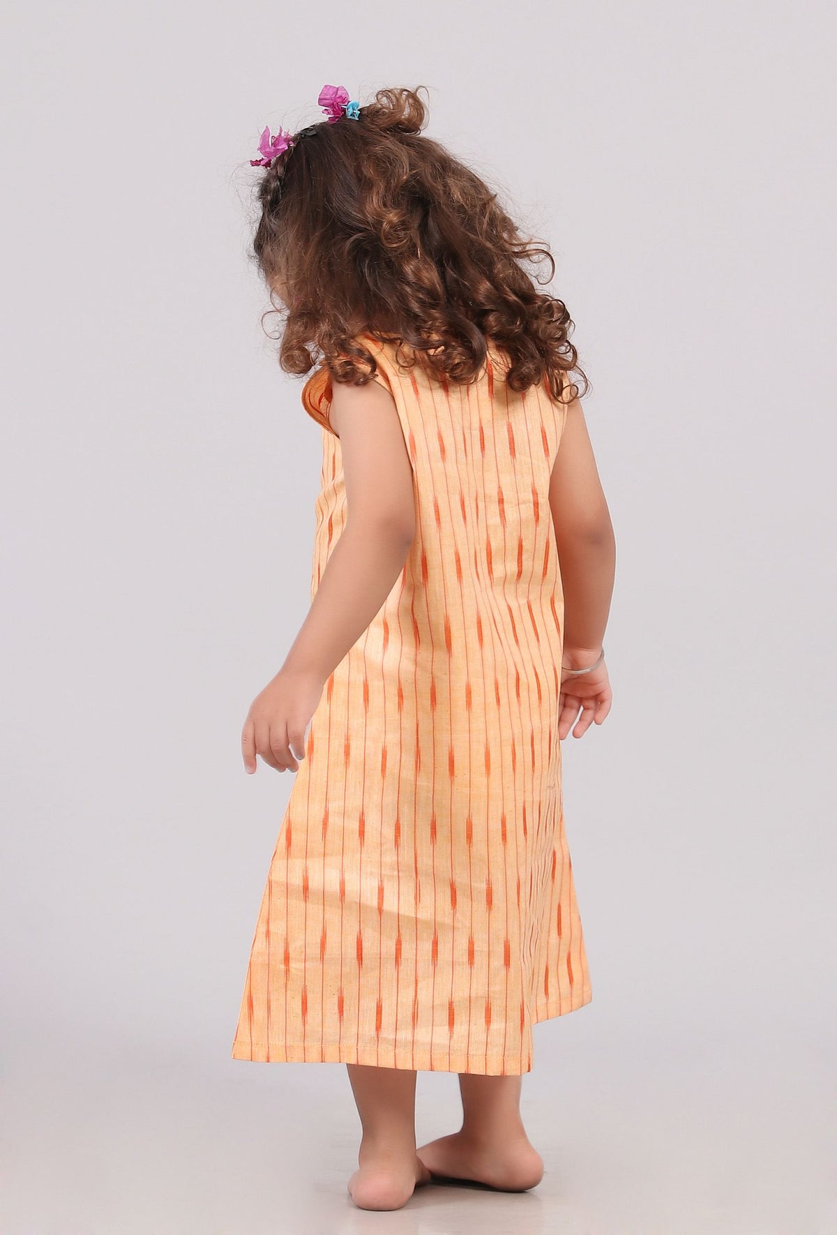 Orange Ikat Shoulder Flared Dress サイズ 4〜5歳