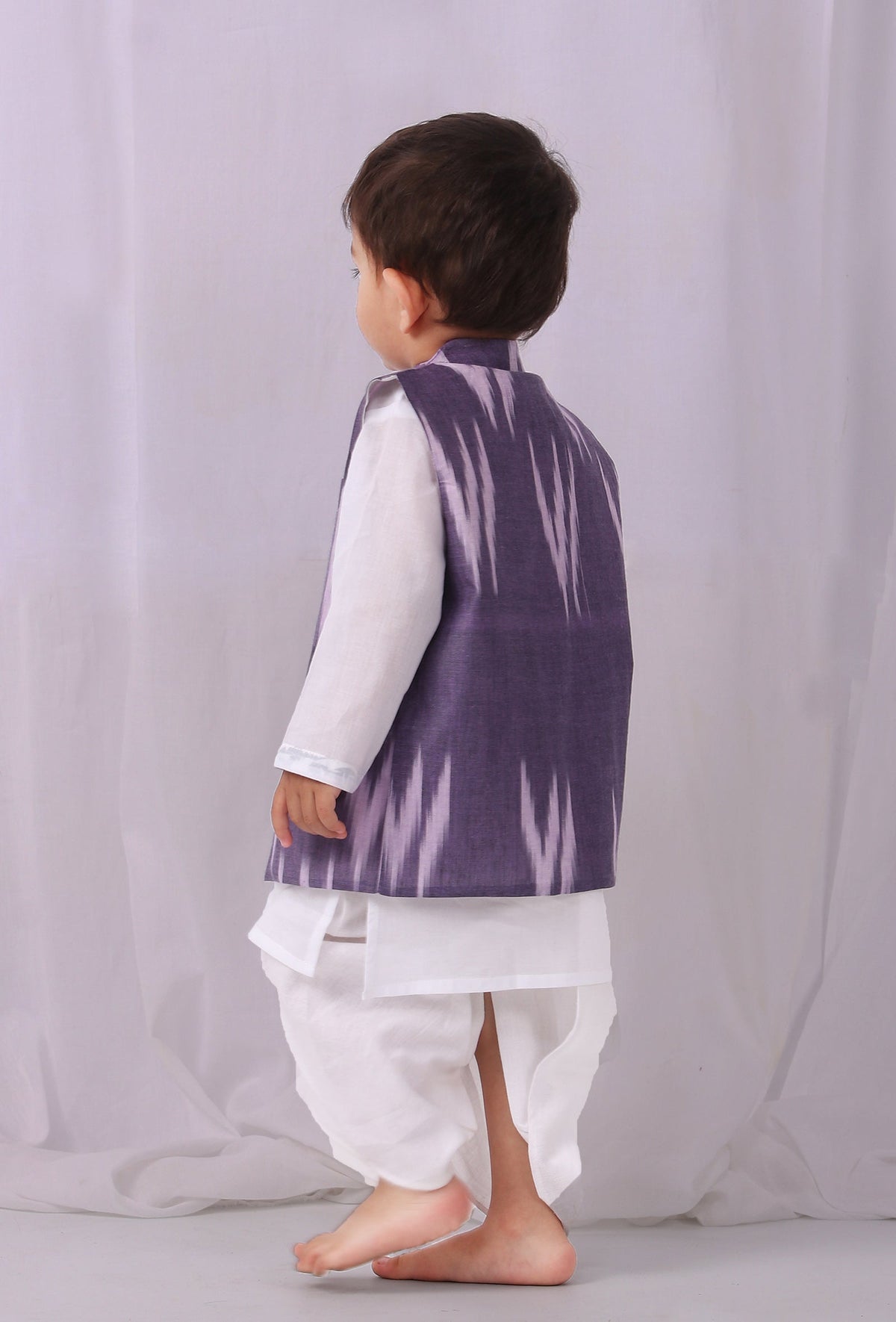 Purple Ikat Nehru Jacket サイズ 6〜7歳