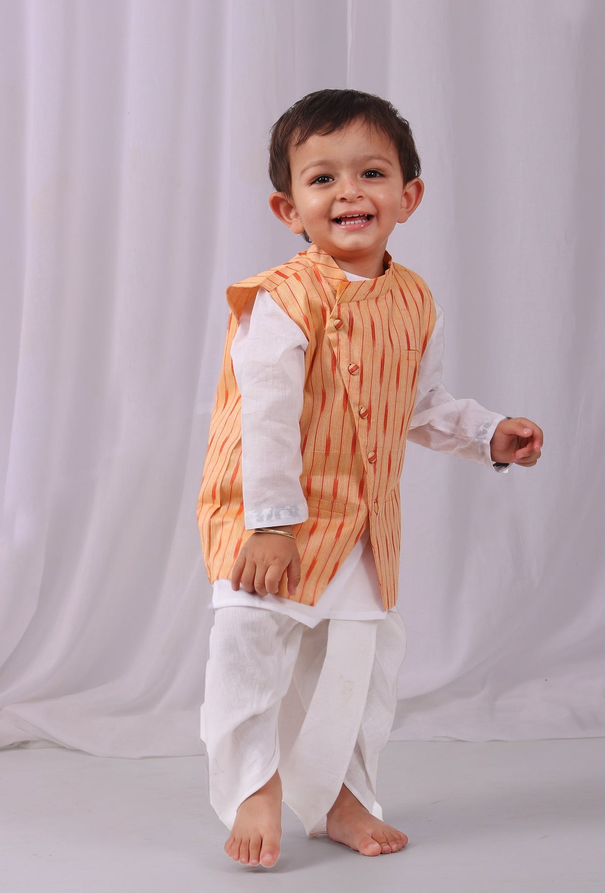 Lemon Tart Yellow Ikat Nehru Jacket サイズ 5〜6歳