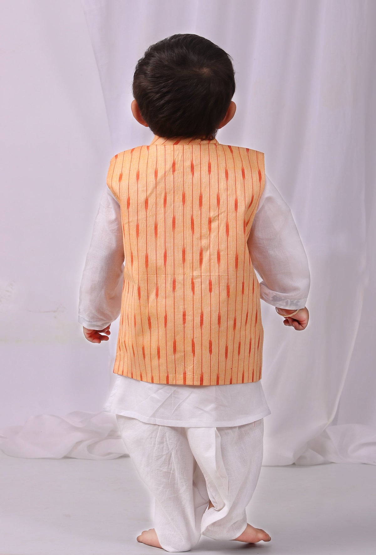 Lemon Tart Yellow Ikat Nehru Jacket サイズ 4〜5歳