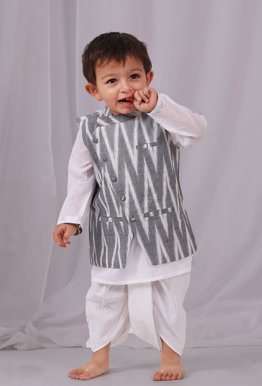 Grey Ikat Nehru Jacket サイズ 4〜5歳
